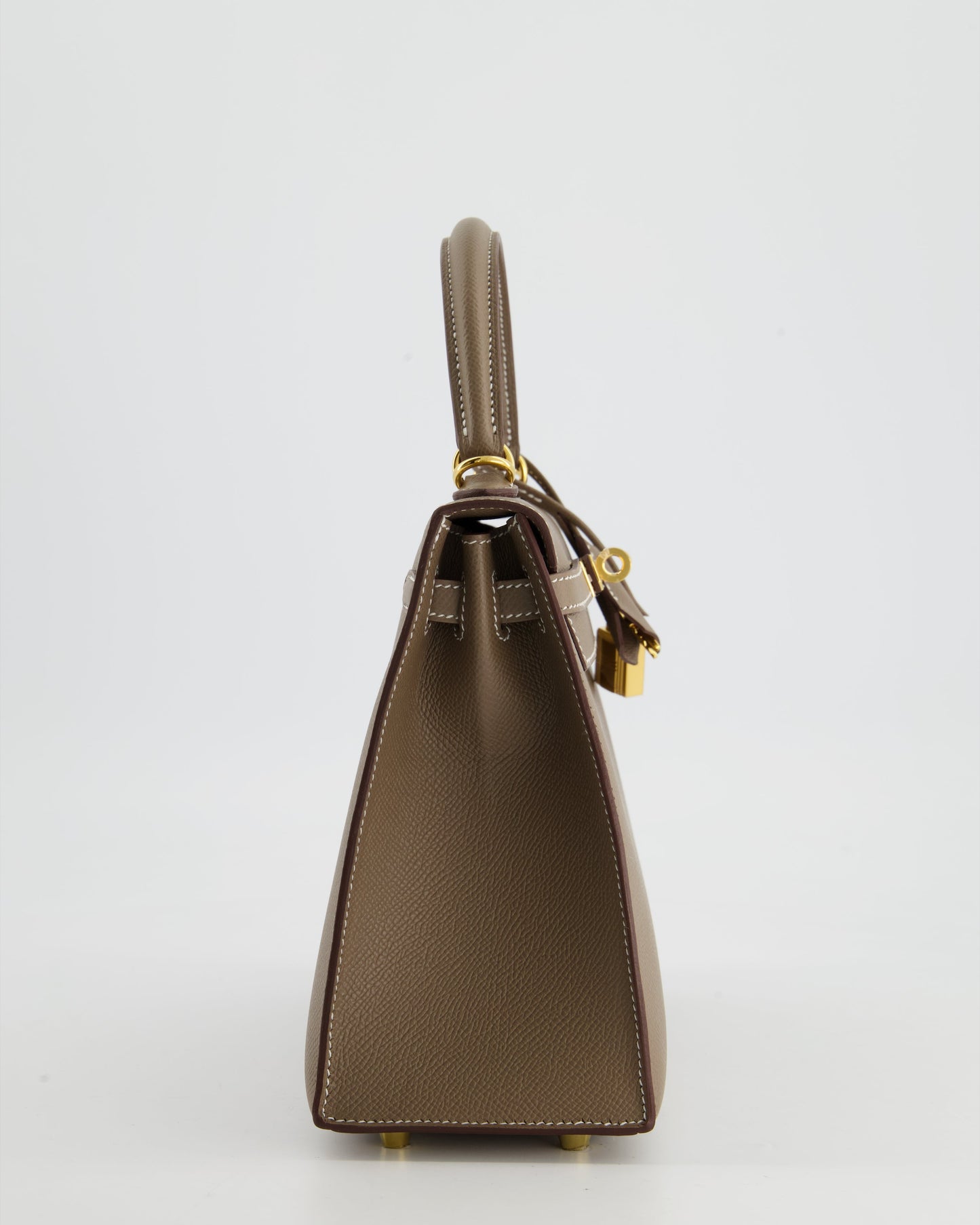 Hermes Kelly 25 Sellier Bag in Etoupe Epsom Leather and Gold Hardware