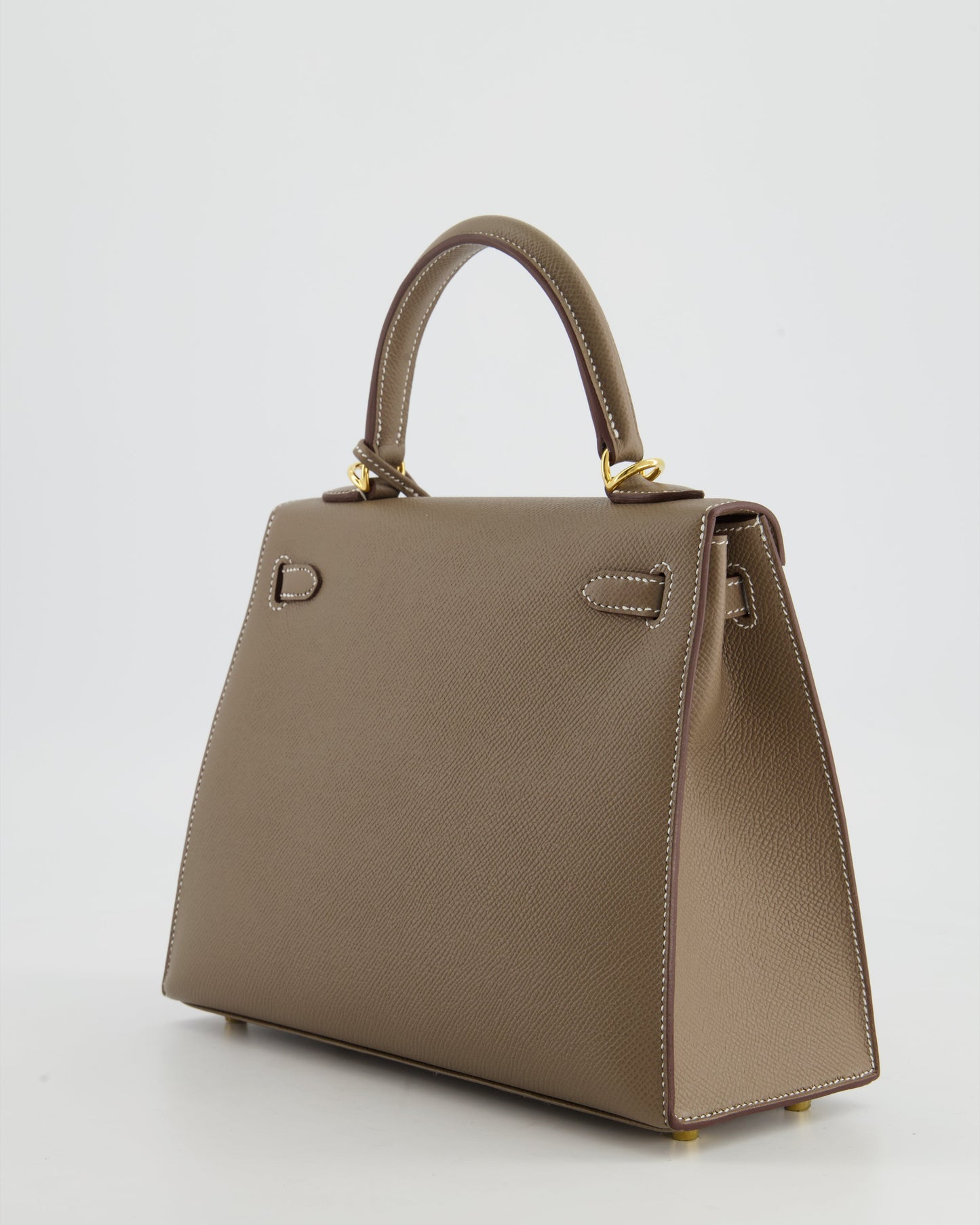 Hermes Kelly 25 Sellier Bag in Etoupe Epsom Leather and Gold Hardware