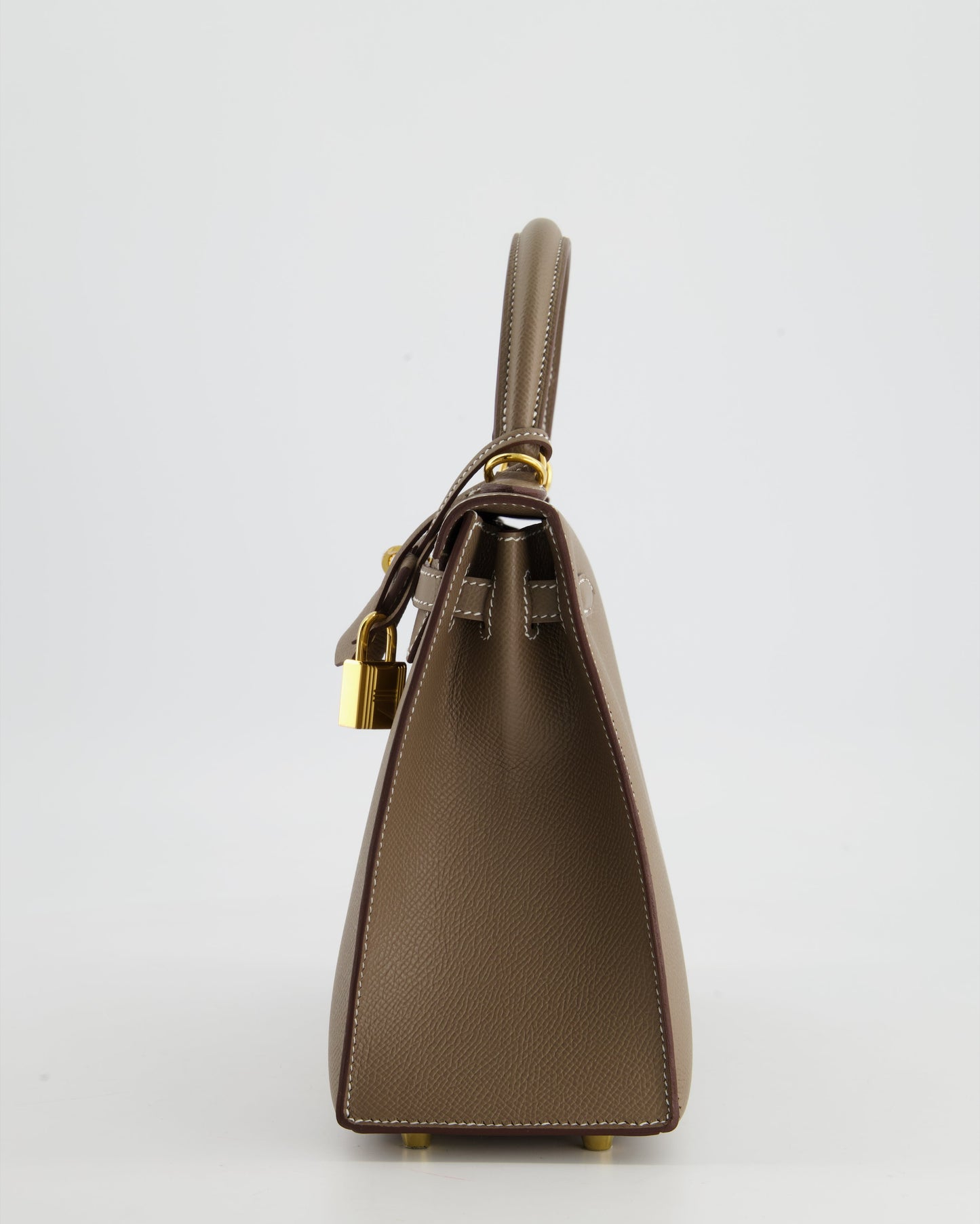 Hermes Kelly 25 Sellier Bag in Etoupe Epsom Leather and Gold Hardware