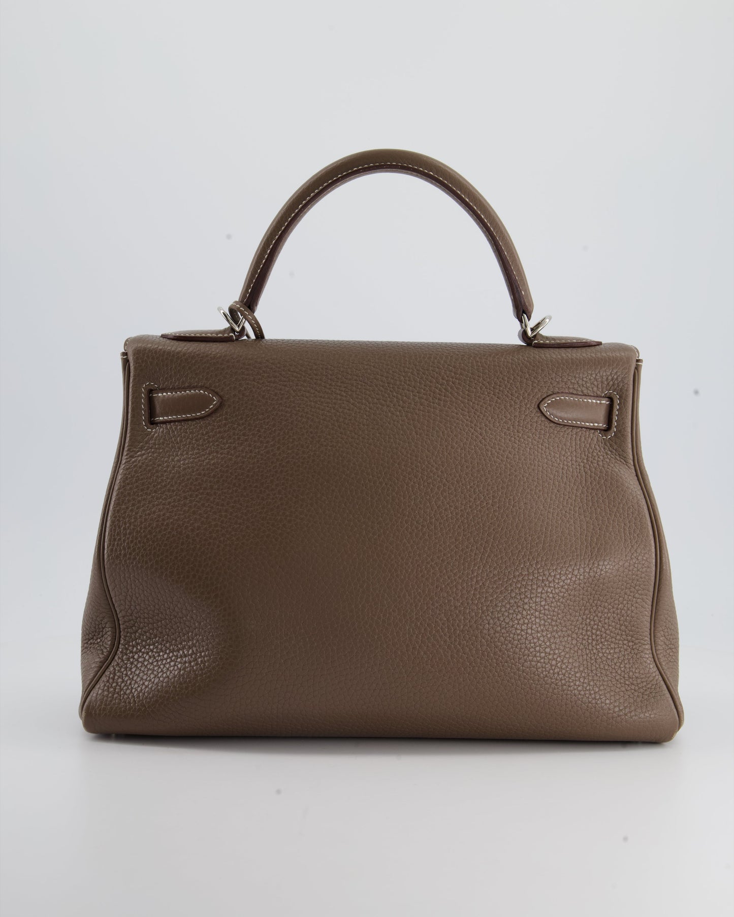 Hermes Kelly 32 Retourne Bag in Etoupe Clemence Leather with Palladium Hardware