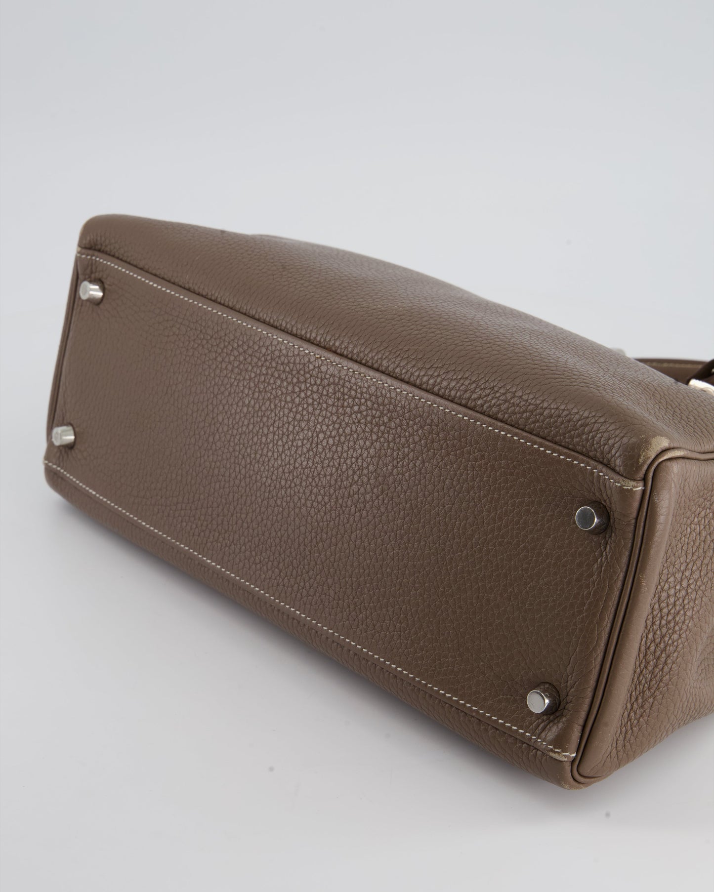 Hermes Kelly 32 Retourne Bag in Etoupe Clemence Leather with Palladium Hardware