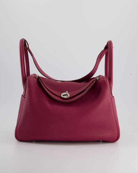 Hermes Lindy Bag 30cm in Rouge Galance in Togo Leather with Palladium Hardware