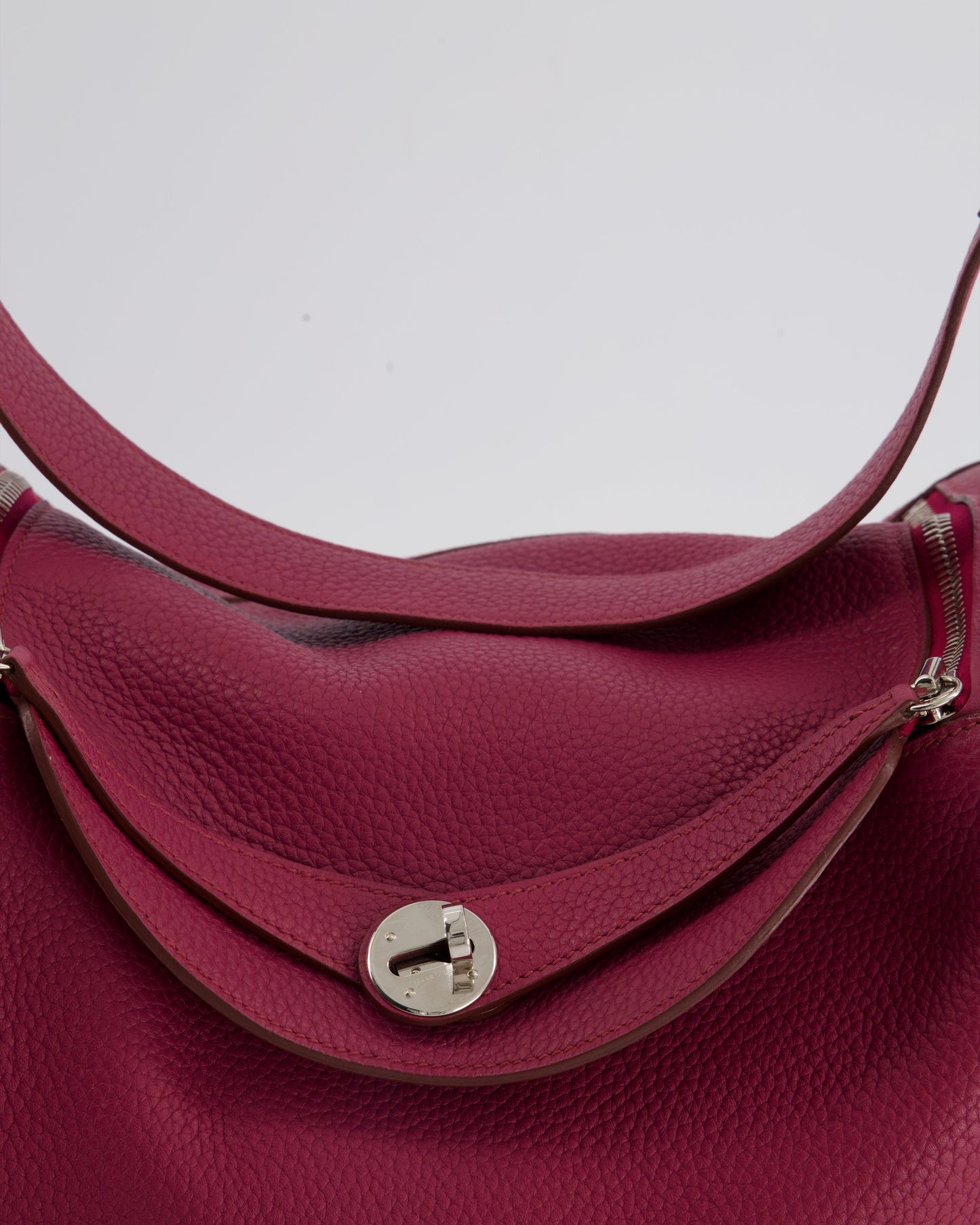 Hermes Lindy Bag 30cm in Rouge Galance in Togo Leather with Palladium Hardware