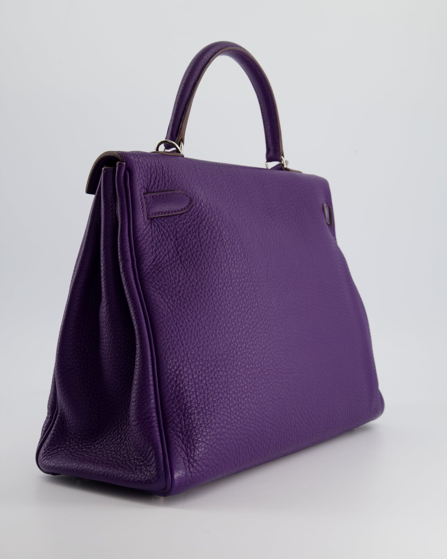 Hermes Kelly 35 Retourne Bag in Iris Togo Leather with Palladium Hardware