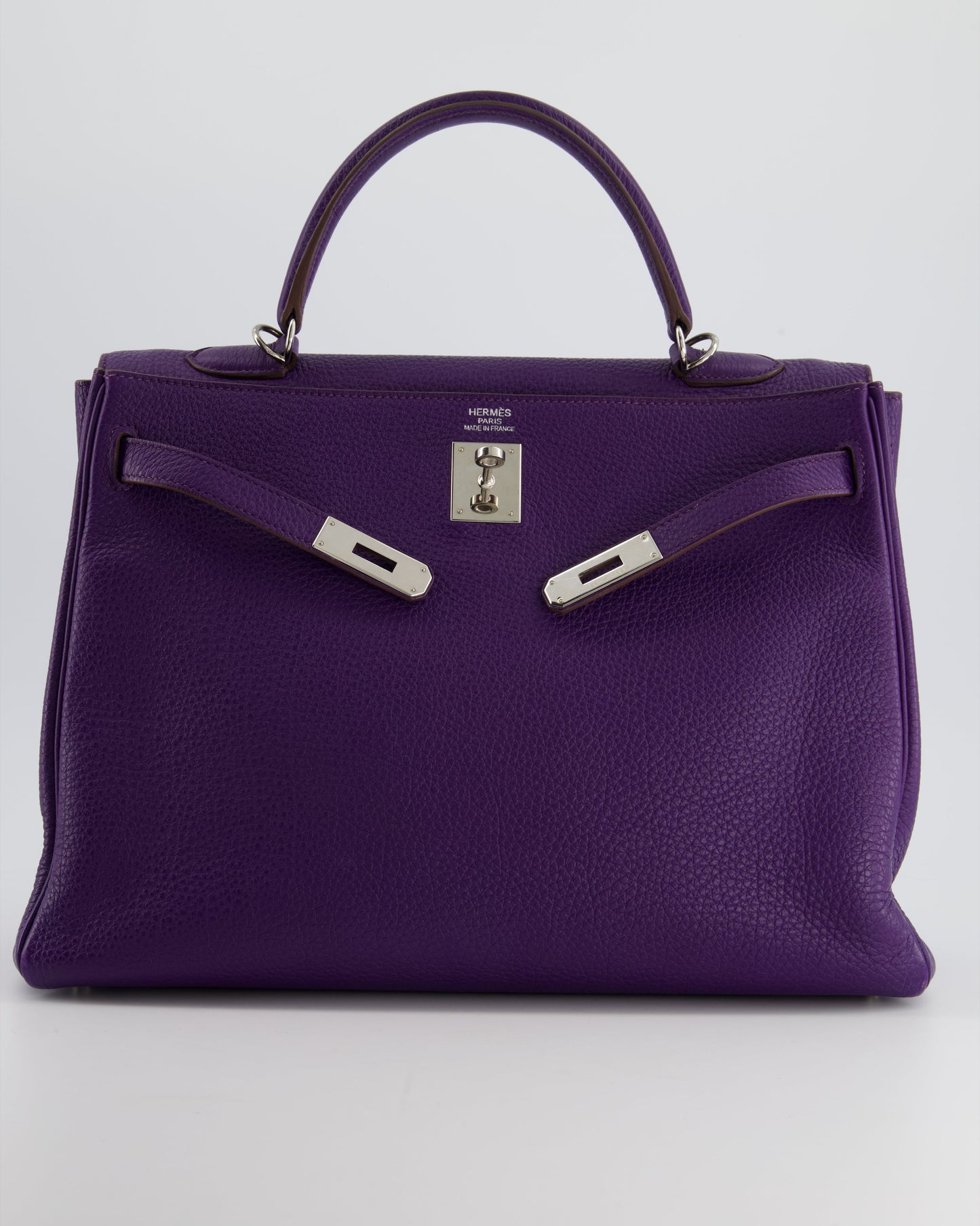 Hermes Kelly 35 Retourne Bag in Iris Togo Leather with Palladium Hardware