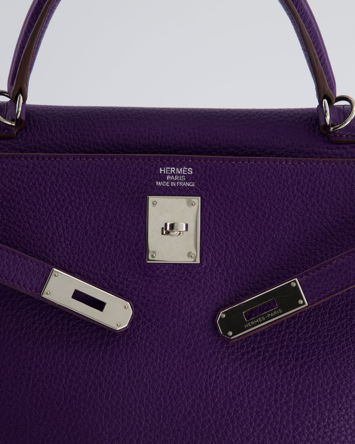 Hermes Kelly 35 Retourne Bag in Iris Togo Leather with Palladium Hardware