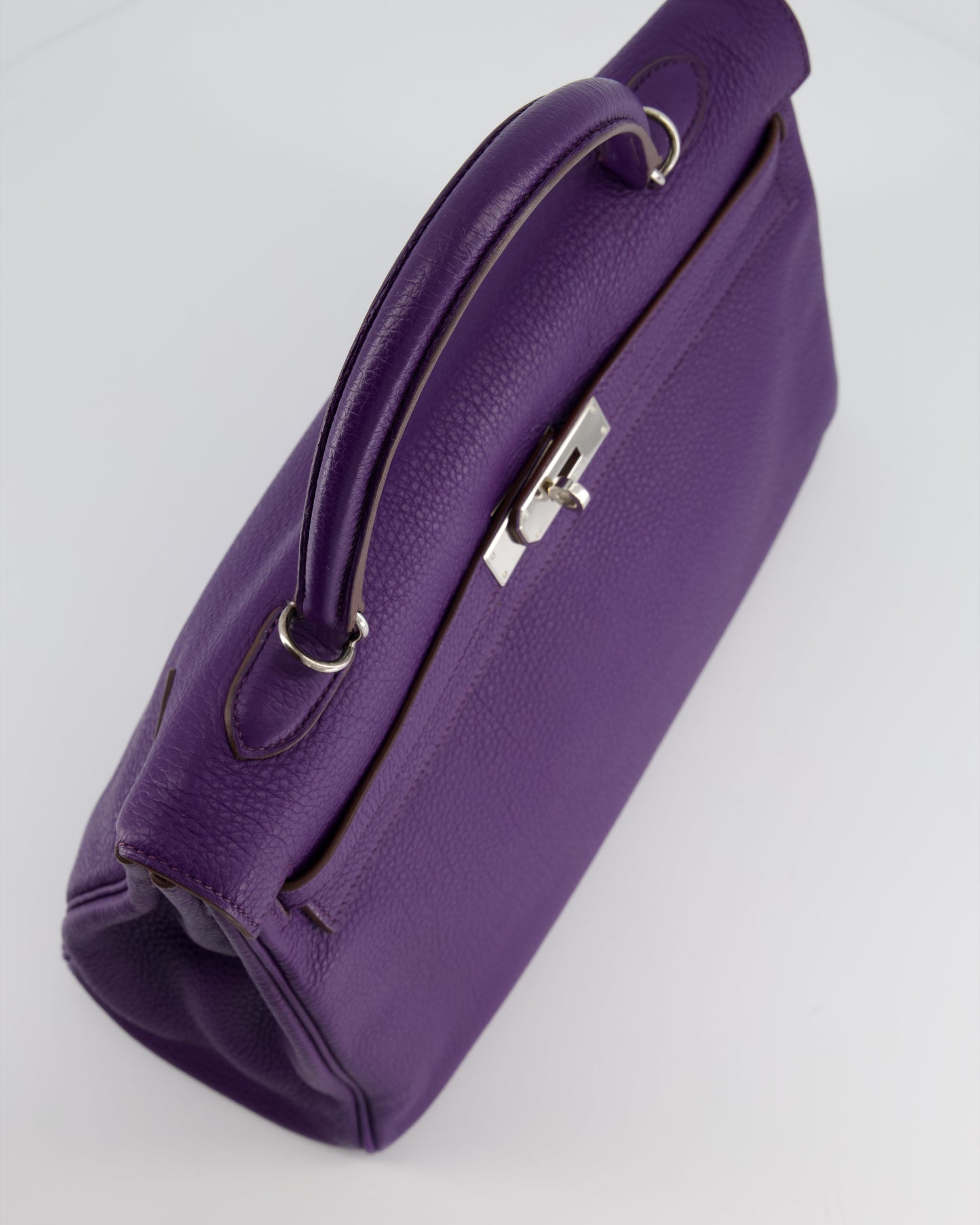 Hermes Kelly 35 Retourne Bag in Iris Togo Leather with Palladium Hardware