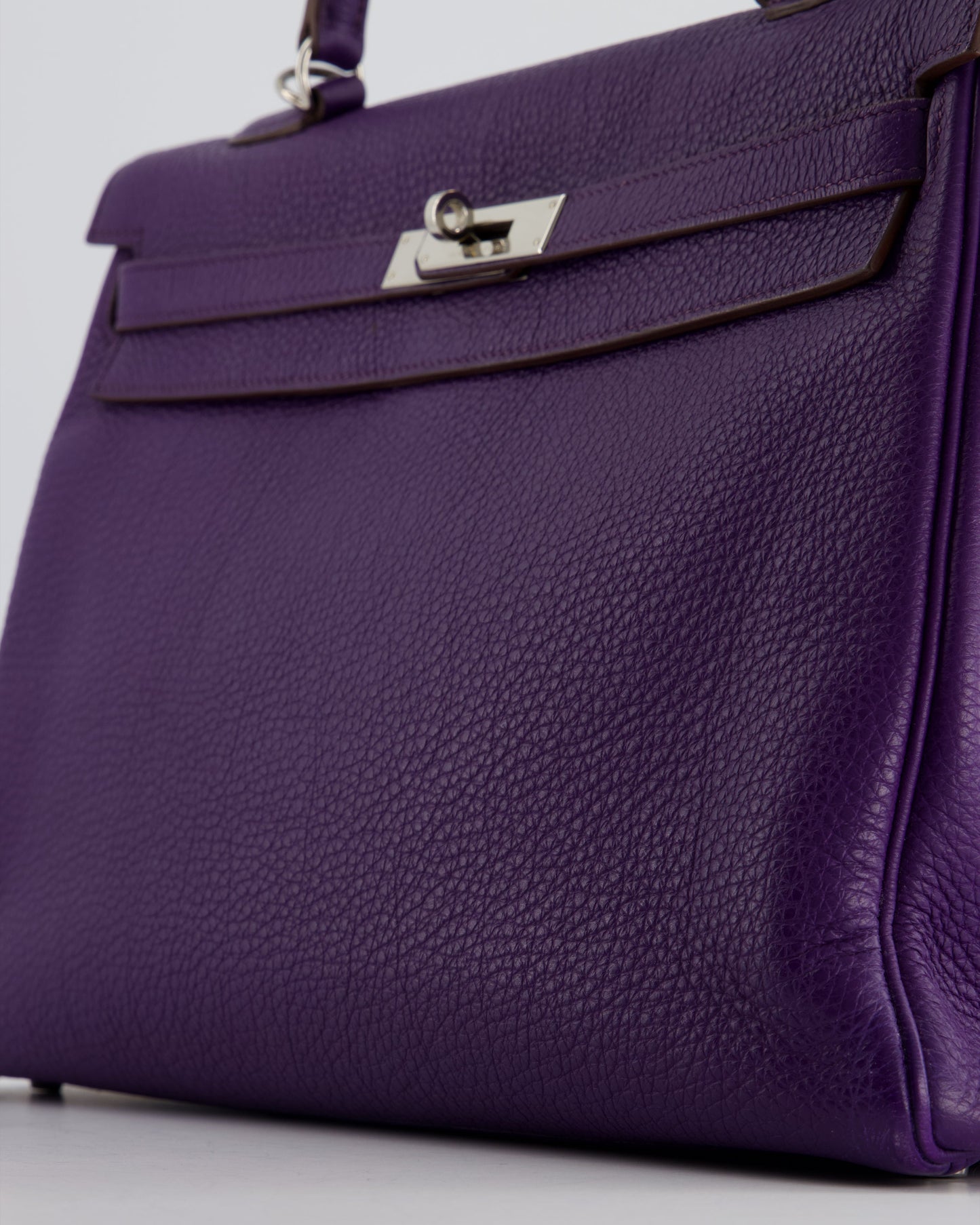 Hermes Kelly 35 Retourne Bag in Iris Togo Leather with Palladium Hardware