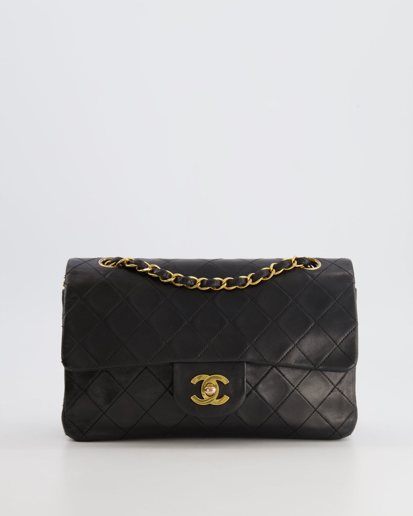 Chanel Black Small Double Flap Bag in Lambskin Leather with 24K Gold Hardware