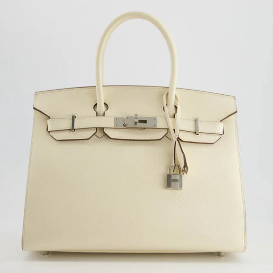 Hermes Birkin 30 Sellier Bag in Nata Epsom Leather With Palladium Hardware