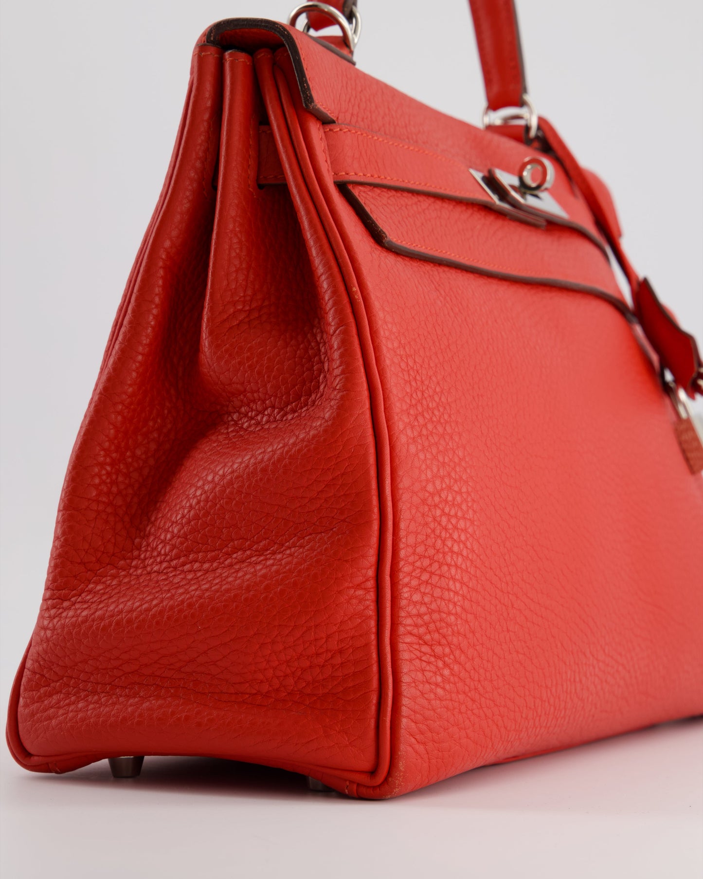 Hermes Kelly 32 Retourne Bag in Geranium Togo Leather and Palladium Hardware