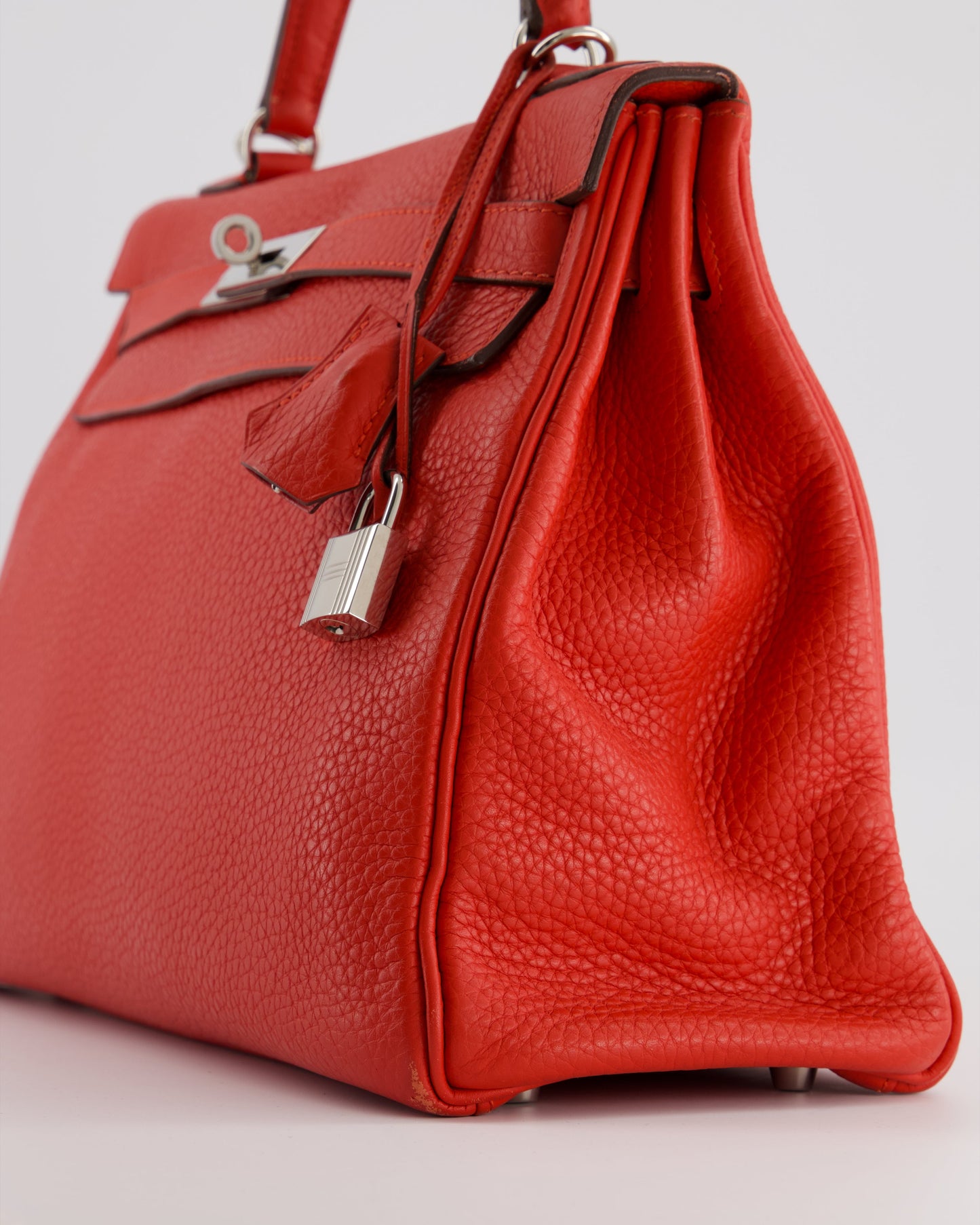 Hermes Kelly 32 Retourne Bag in Geranium Togo Leather and Palladium Hardware