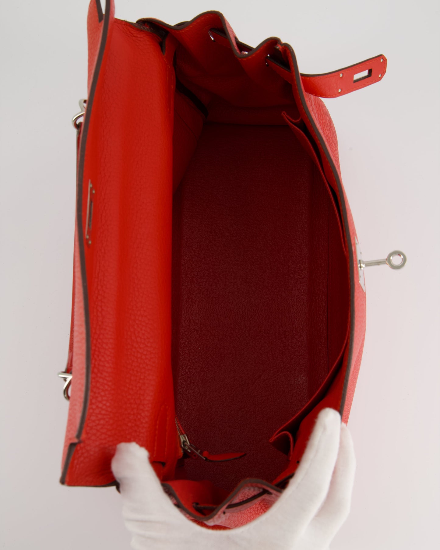Hermes Kelly 32 Retourne Bag in Geranium Togo Leather and Palladium Hardware