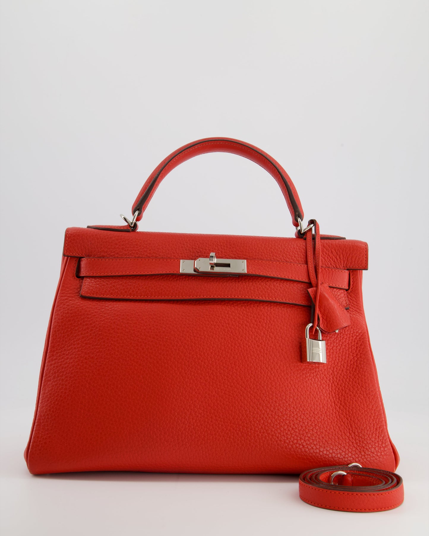 Hermes Kelly 32 Retourne Bag in Geranium Togo Leather and Palladium Hardware