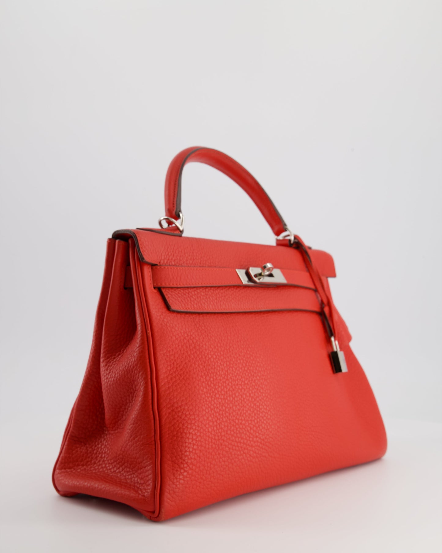 Hermes Kelly 32 Retourne Bag in Geranium Togo Leather and Palladium Hardware