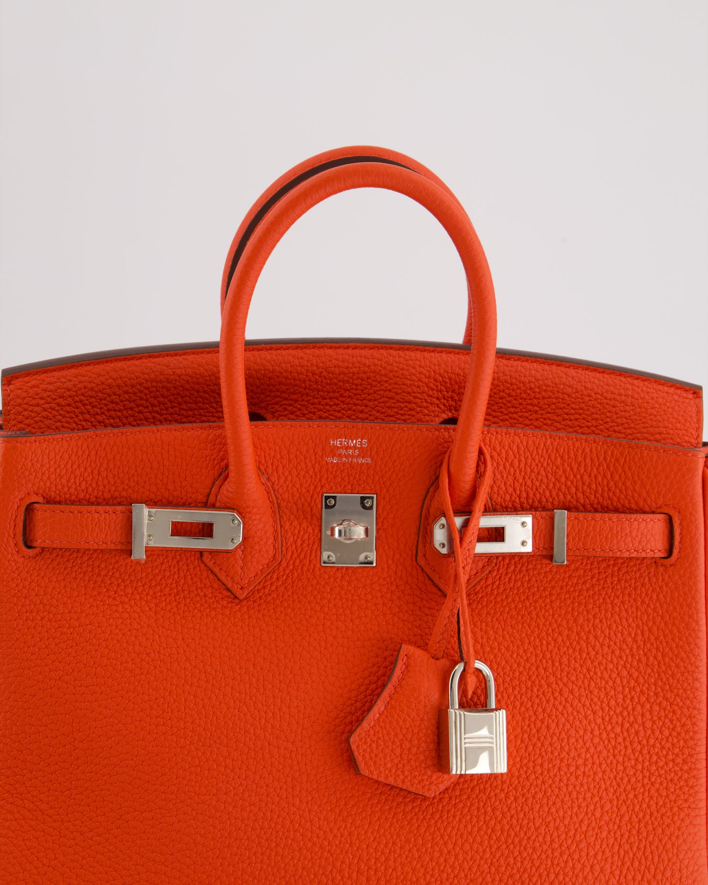 Hermes Birkin 25 Retourne Bag in Capucine Togo Leather and Palladium Hardware