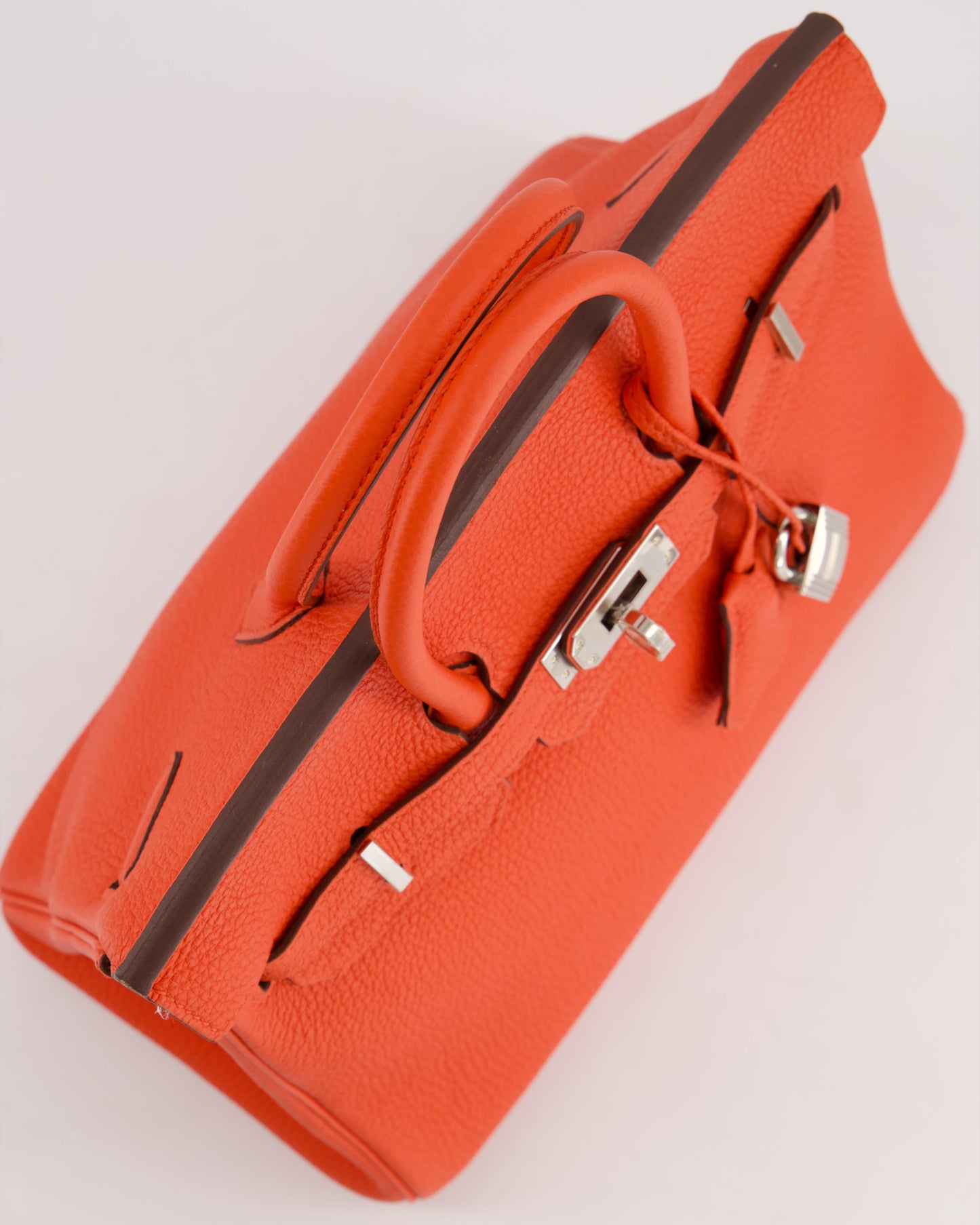 Hermes Birkin 25 Retourne Bag in Capucine Togo Leather and Palladium Hardware