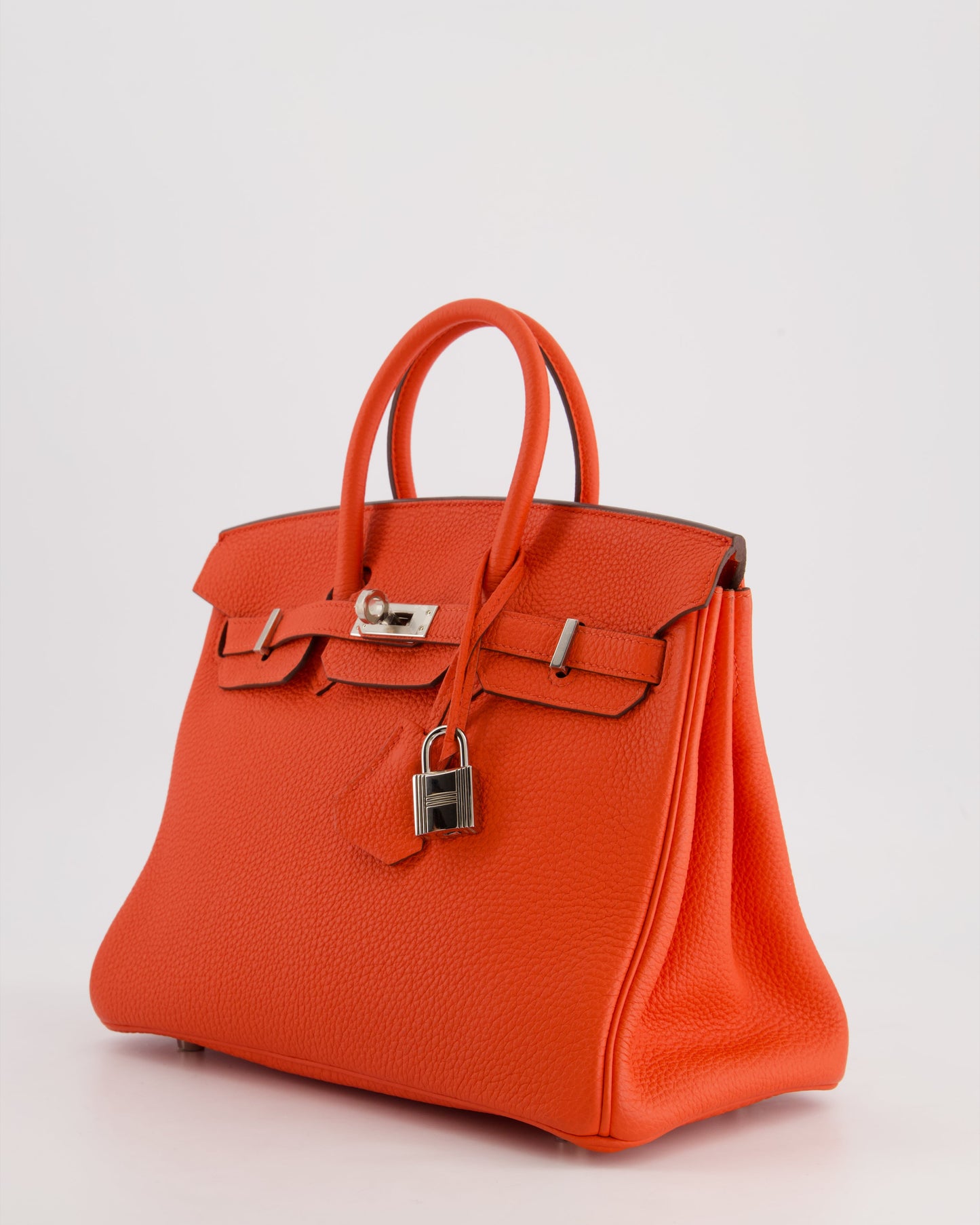 Hermes Birkin 25 Retourne Bag in Capucine Togo Leather and Palladium Hardware