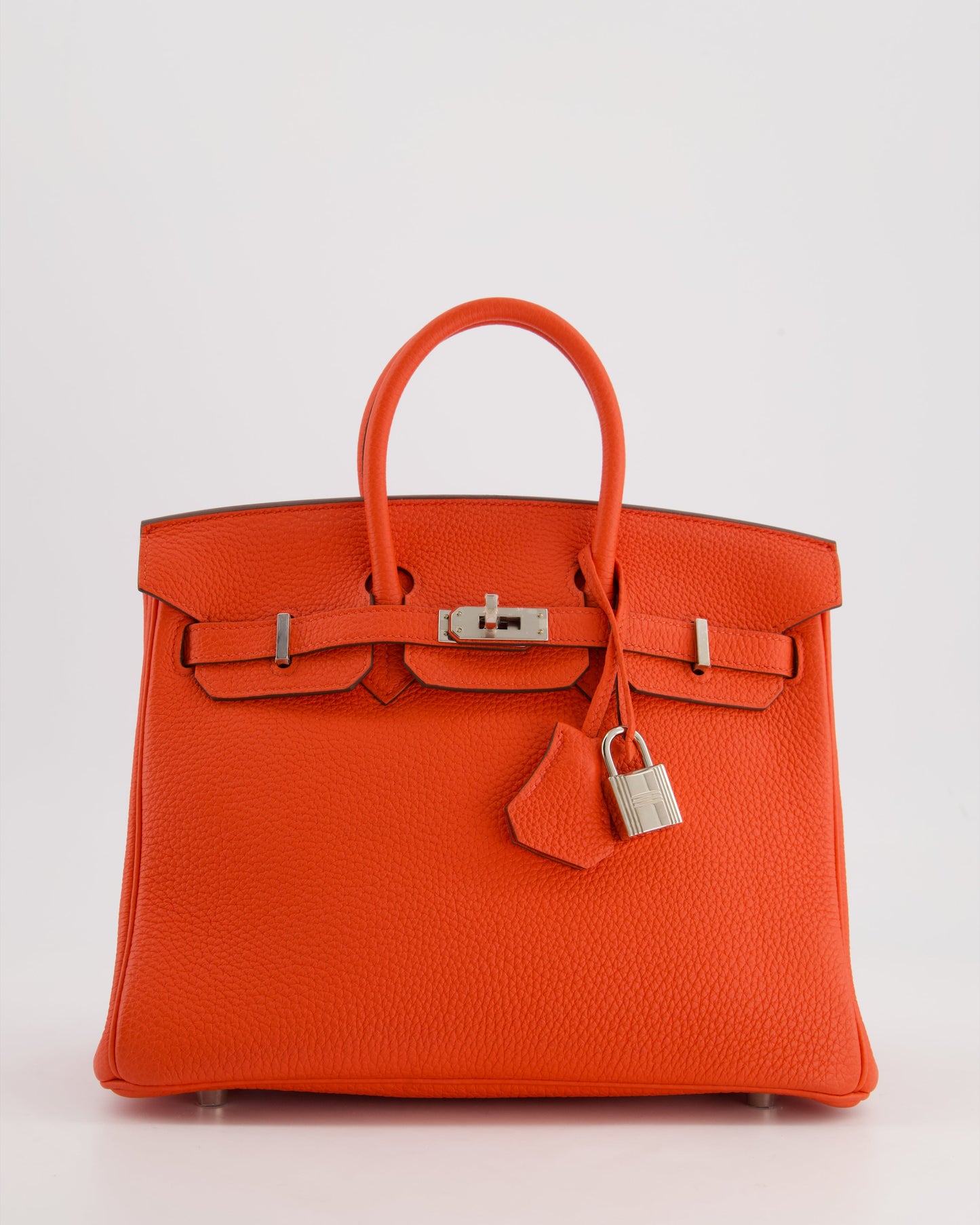 Hermes Birkin 25 Retourne Bag in Capucine Togo Leather and Palladium Hardware