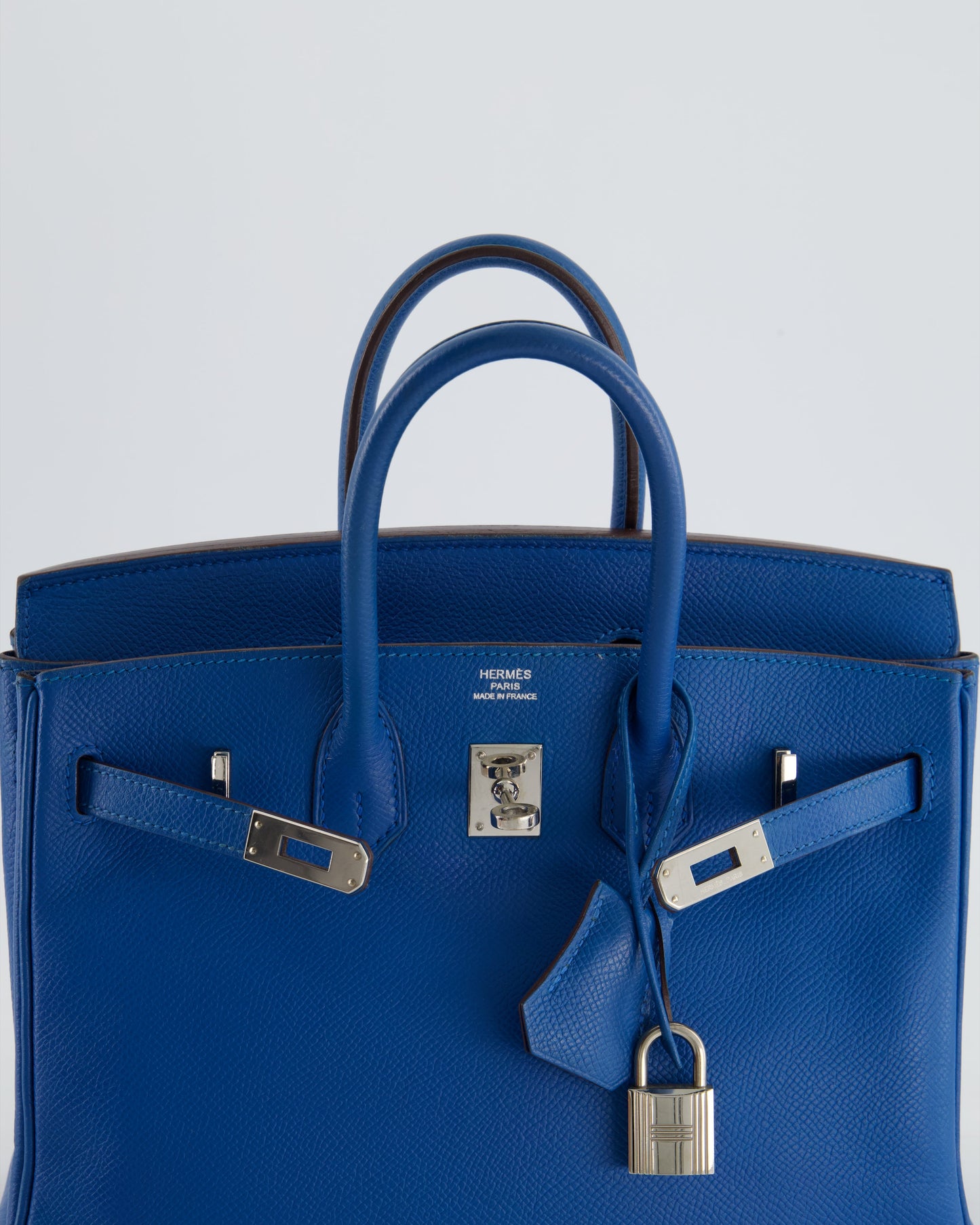 Hermes Birkin 25 Retourne Bag in Bleu De Galice Epsom Leather with Palladium Hardware