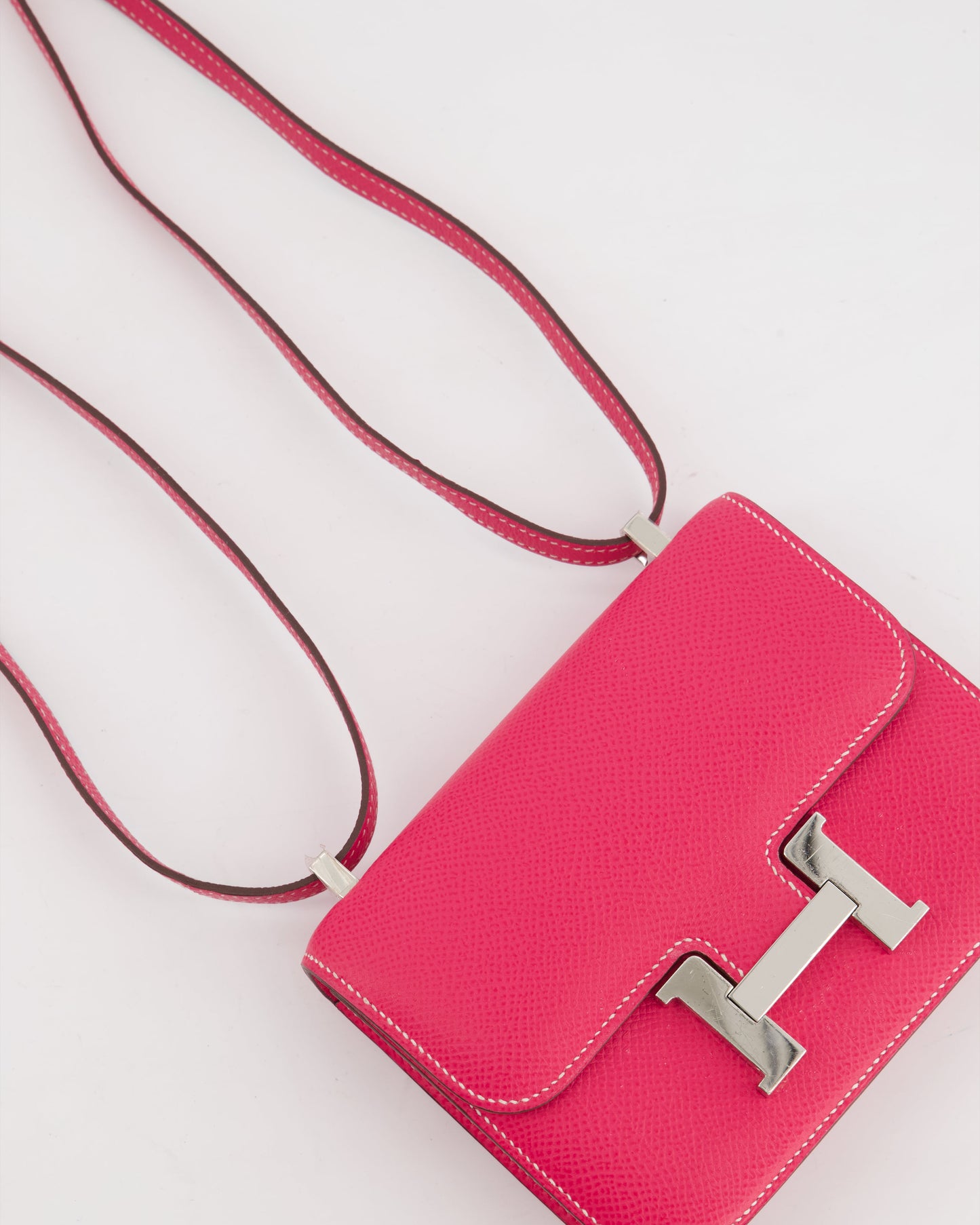 *RARE HOT* Hermes Constance II Micro Bag in Rose Tyrien Epsom Leather with Palladium Hardware