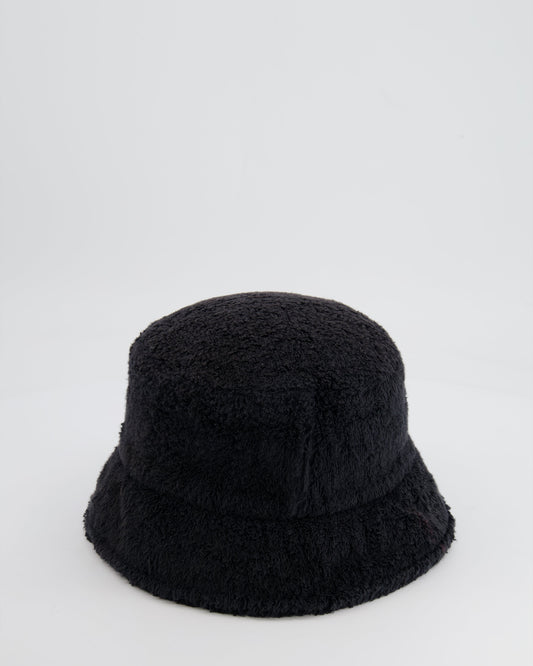 Chanel Black Terry Towelling Bucket Hat with CC Logo Size L Handbag
