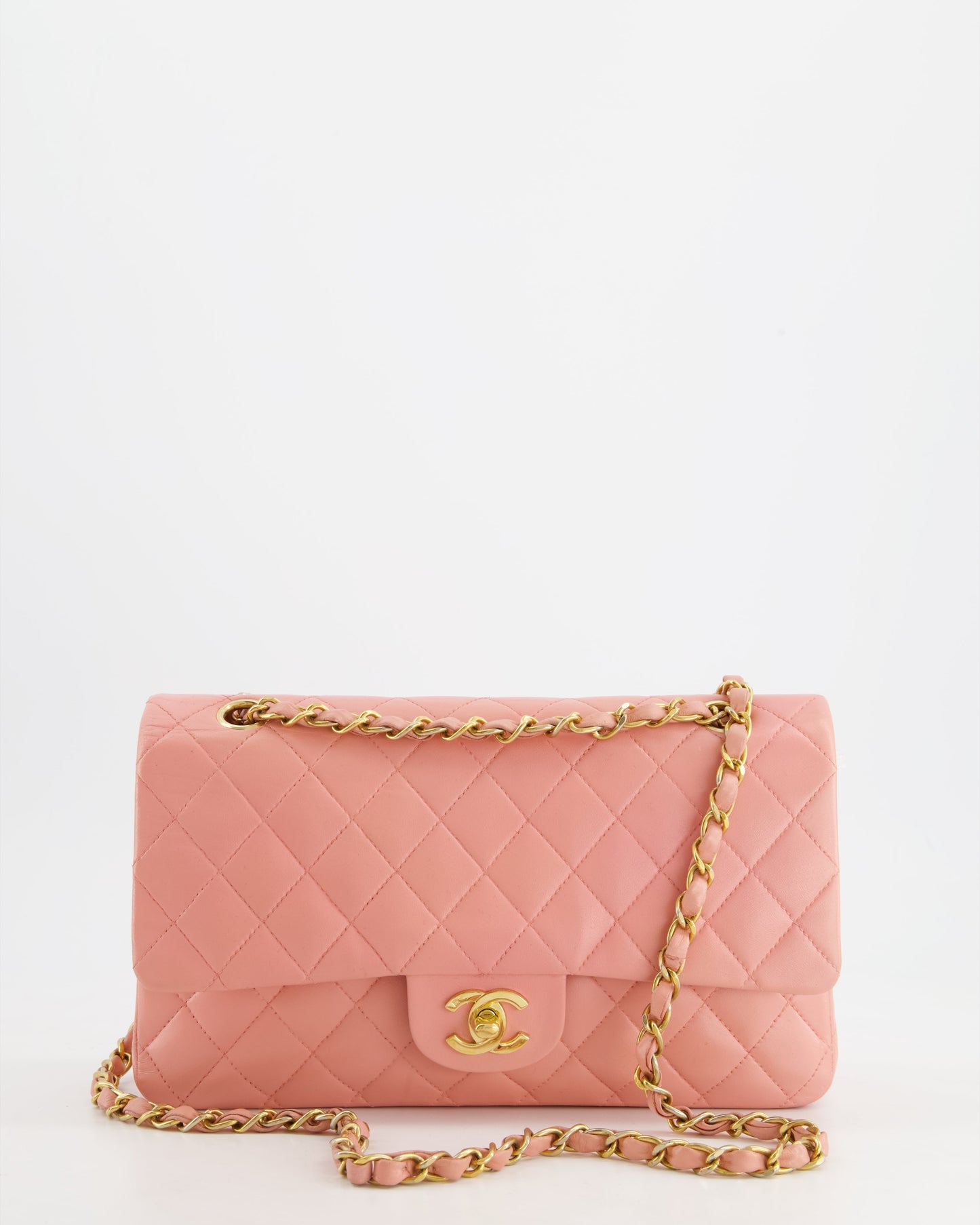 Chanel Baby Pink Medium Classic Double Flap Bag Lambskin Leather 24K Gold Hardware