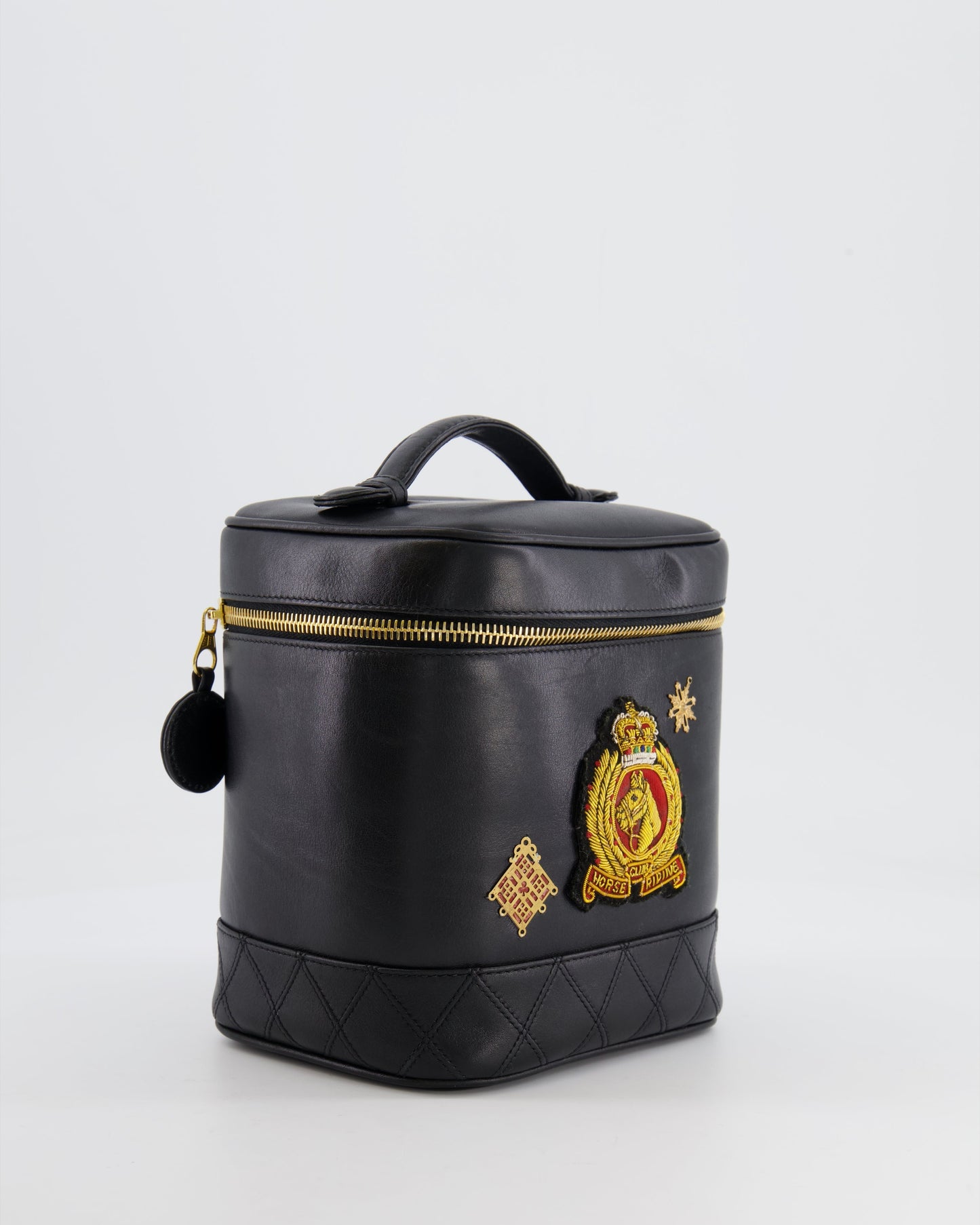 Chanel Black Lambskin Leather Embroidered Vanity Bag with 24K Gold Hardware