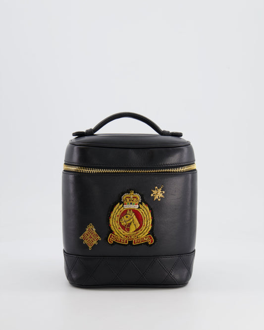 Chanel Black Lambskin Leather Embroidered Vanity Bag with 24K Gold Hardware