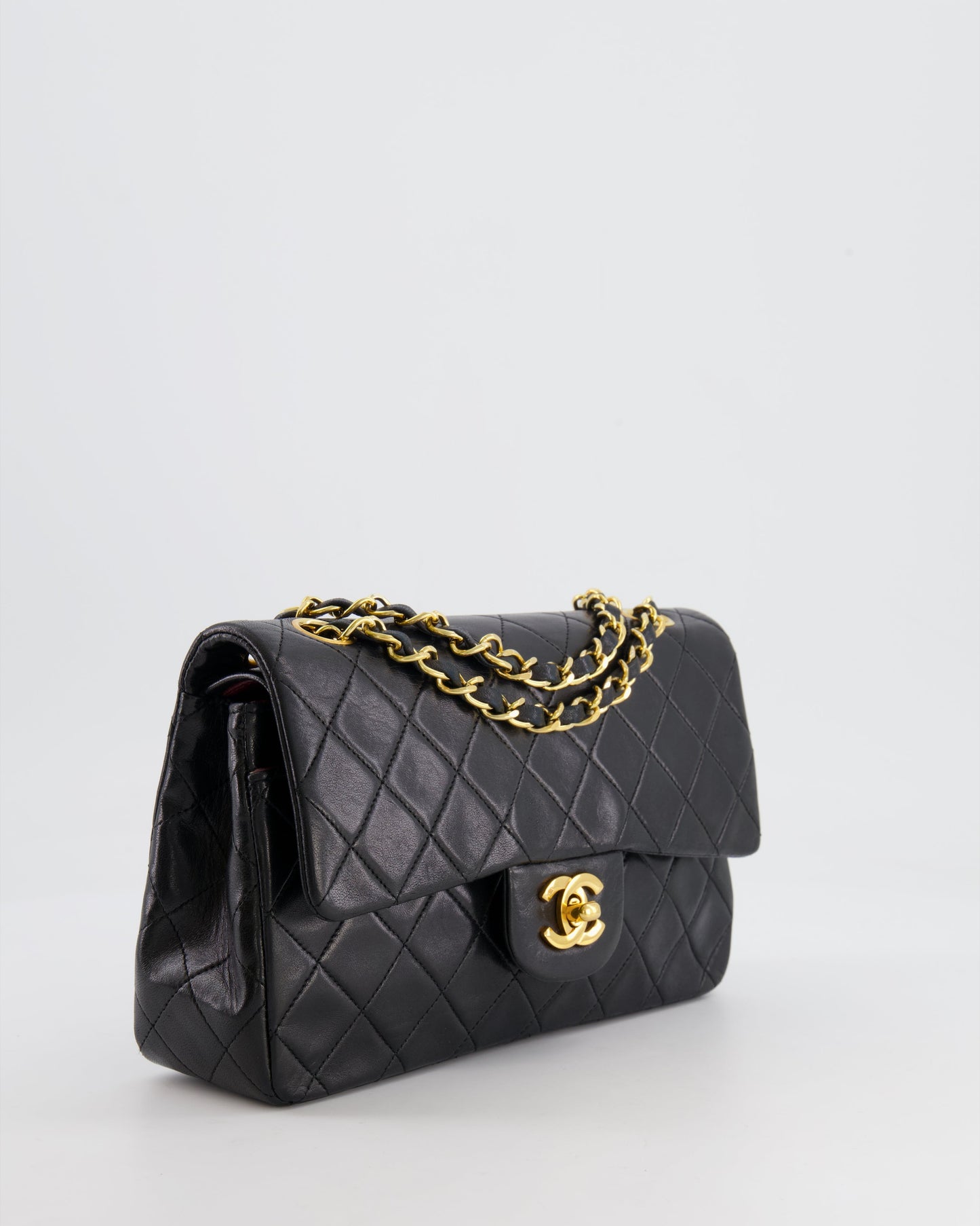 Chanel Black Classic Small Double Flap Bag in Lambskin Leather with 24K Gold Hardware