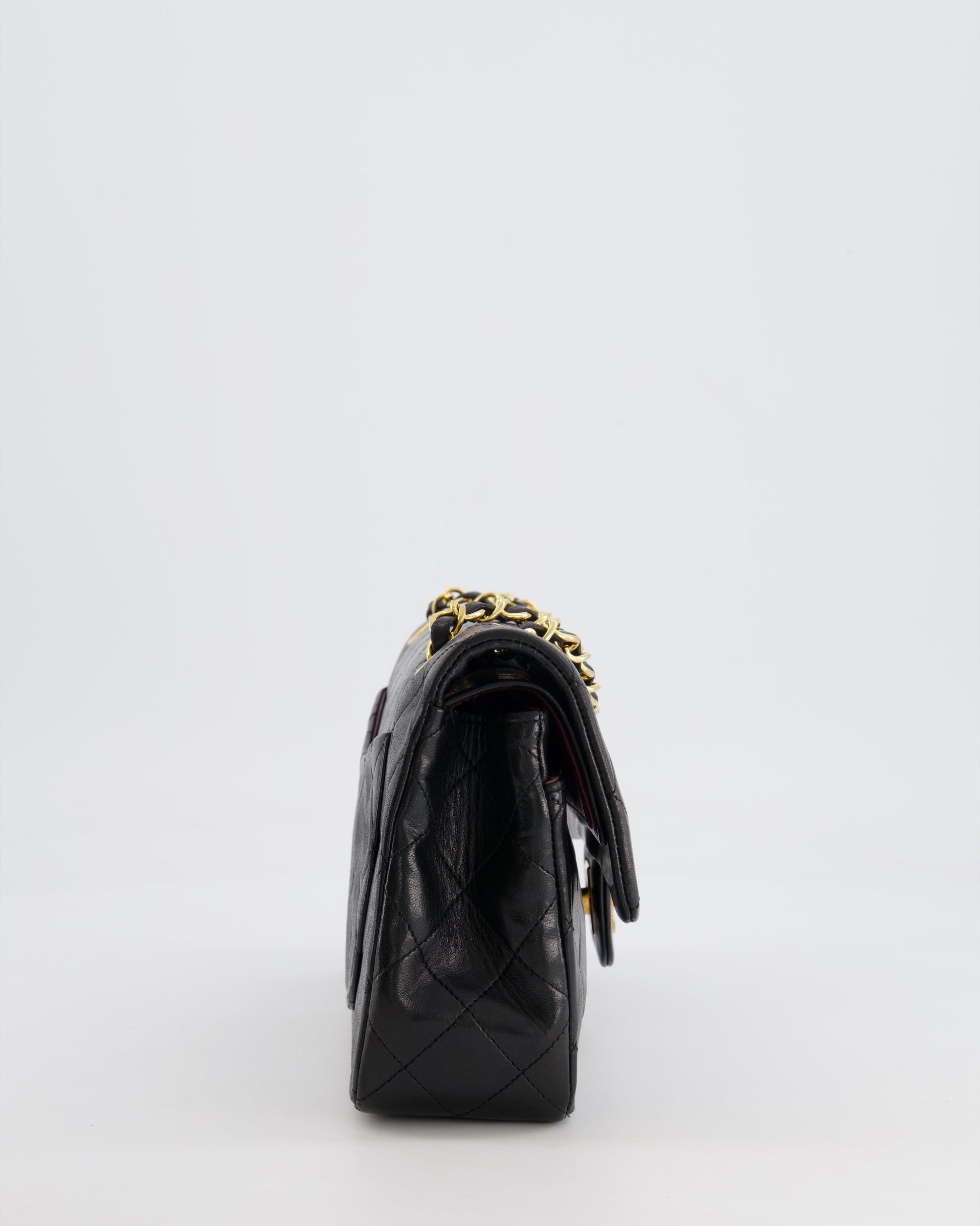 Chanel Black Classic Small Double Flap Bag in Lambskin Leather with 24K Gold Hardware