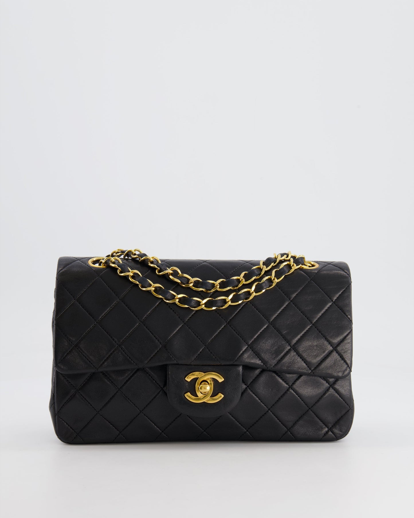 Chanel Black Classic Small Double Flap Bag in Lambskin Leather with 24K Gold Hardware