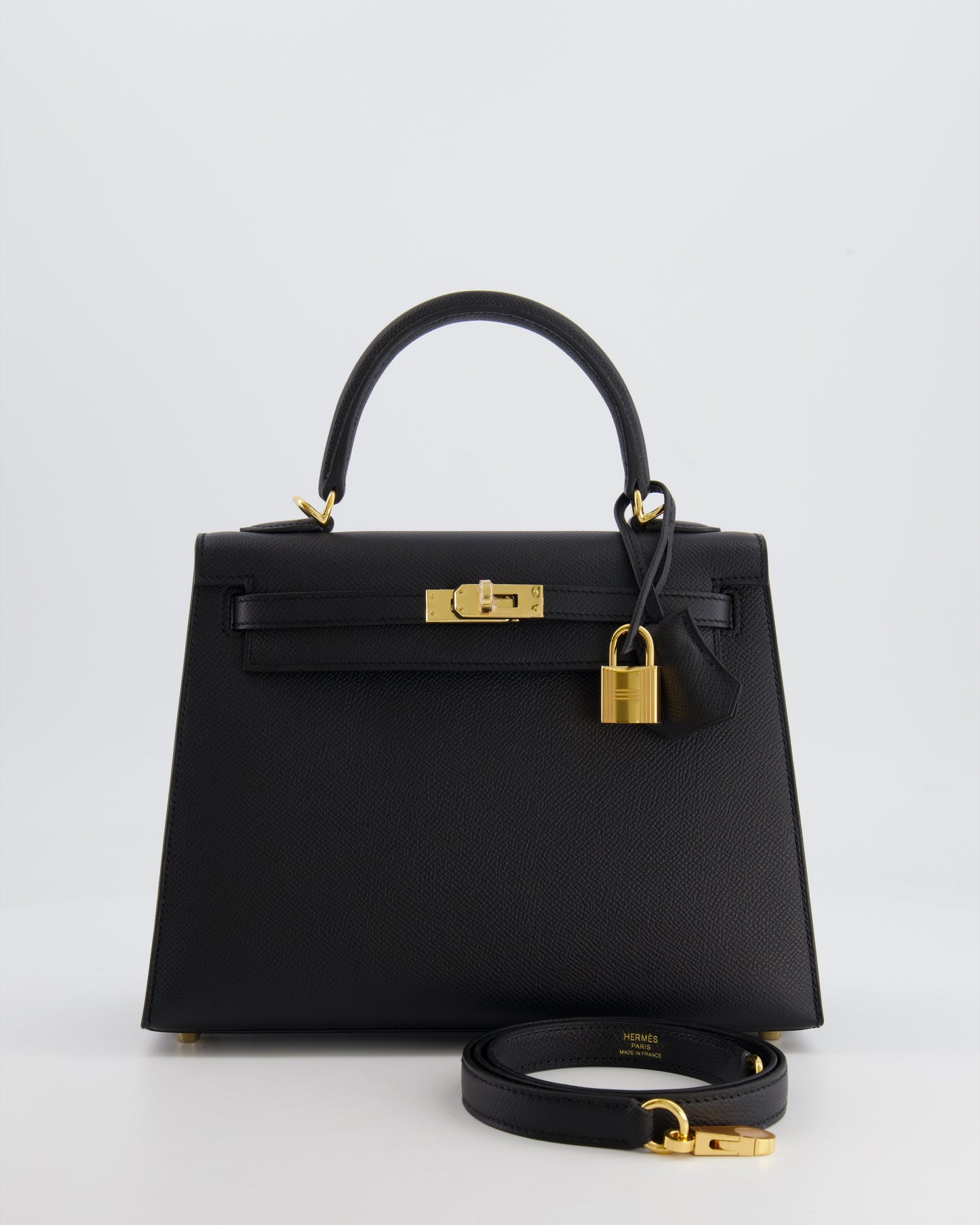 Hermes Kelly 25 Sellier Bag in Noir Epsom Leather with Gold Hardware