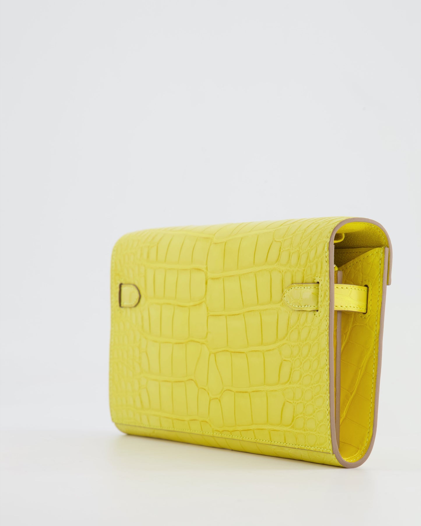 *RARE* Hermes Kelly To Go Bag in Jaune Mimosa Alligator Mississippiensis Leather with Gold Hardware