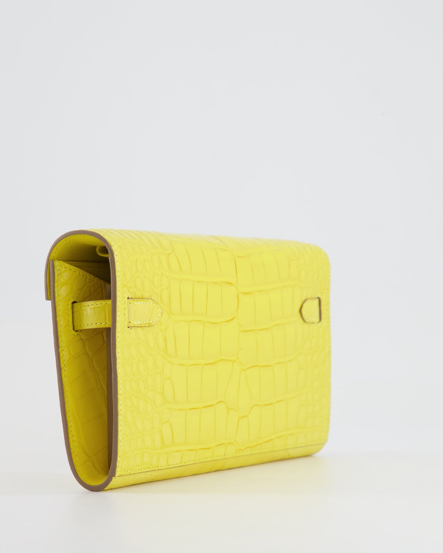 *RARE* Hermes Kelly To Go Bag in Jaune Mimosa Alligator Mississippiensis Leather with Gold Hardware