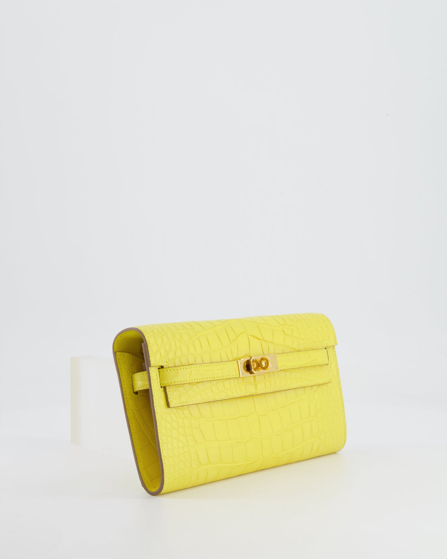 *RARE* Hermes Kelly To Go Bag in Jaune Mimosa Alligator Mississippiensis Leather with Gold Hardware