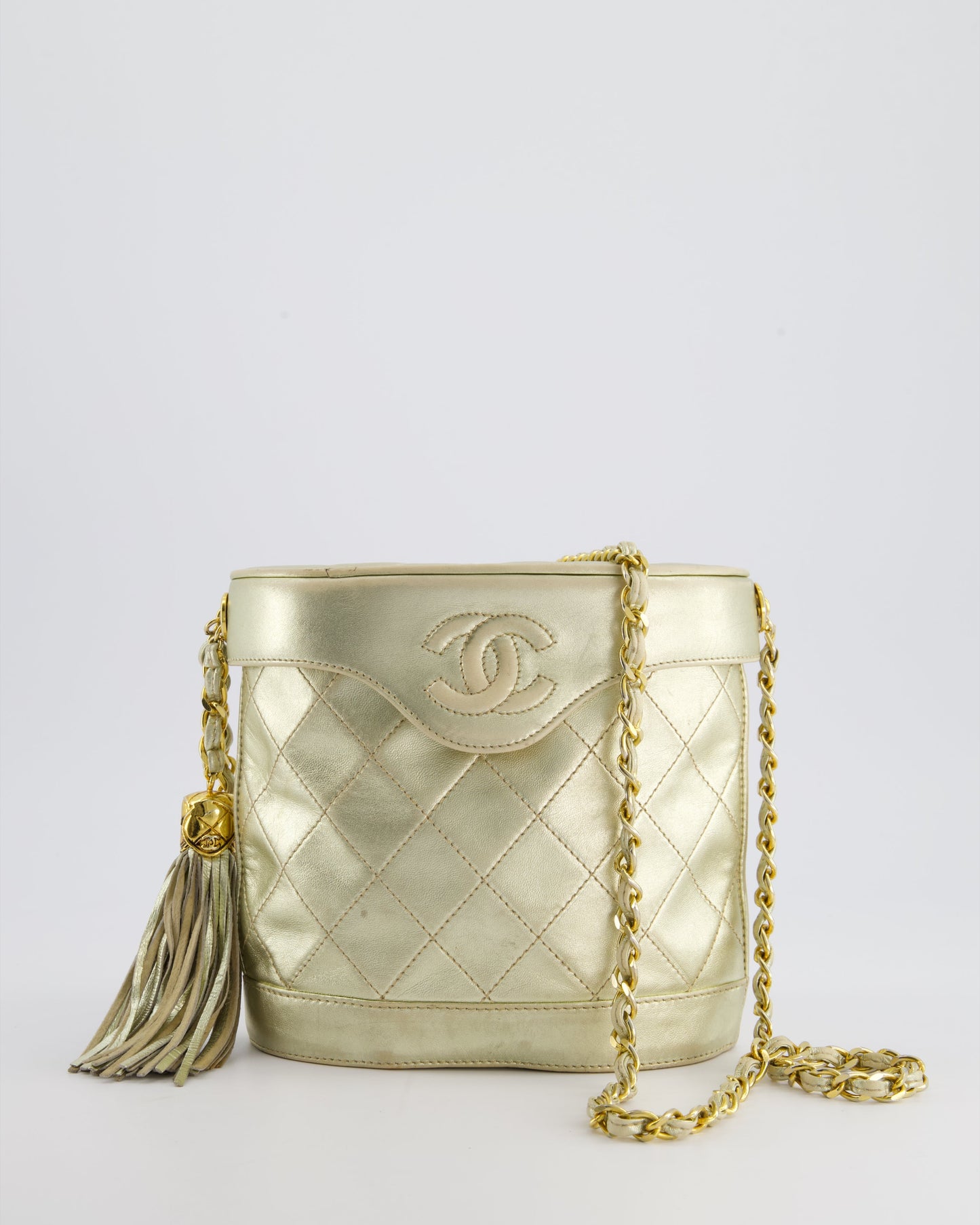Chanel Gold Lambskin Leather Small Binocular Bag with 24K Gold Hardware