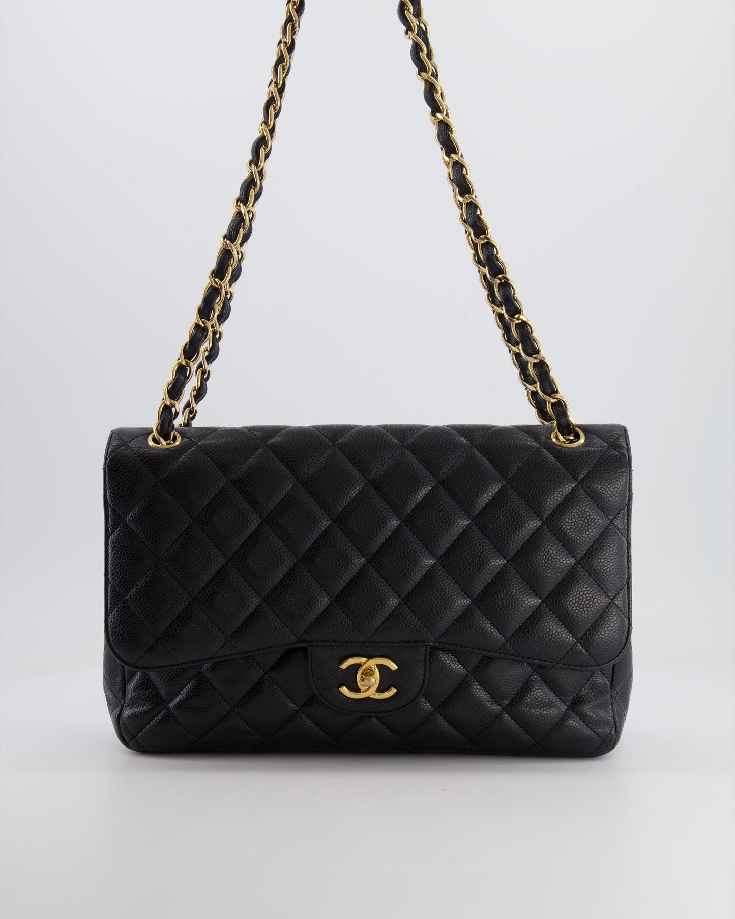 Chanel Black Jumbo Classic Double Flap Bag in Caviar Leather with Gold Hardware RRP ¬ £9,540