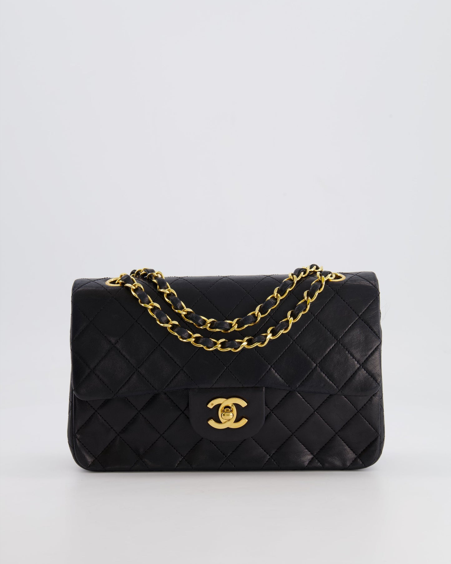 Chanel Black Classic Small Double Flap Bag in Lambskin Leather with 24K Gold Hardware