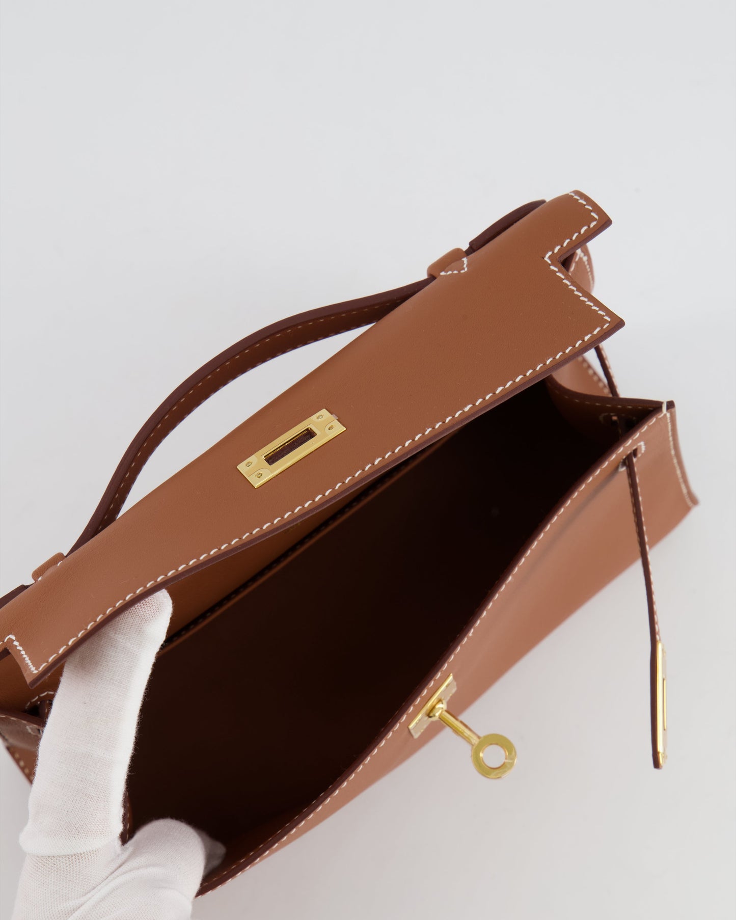 *RARE* Hermes Mini Kelly Pochette Bag in Gold Swift Leather with Gold Hardware