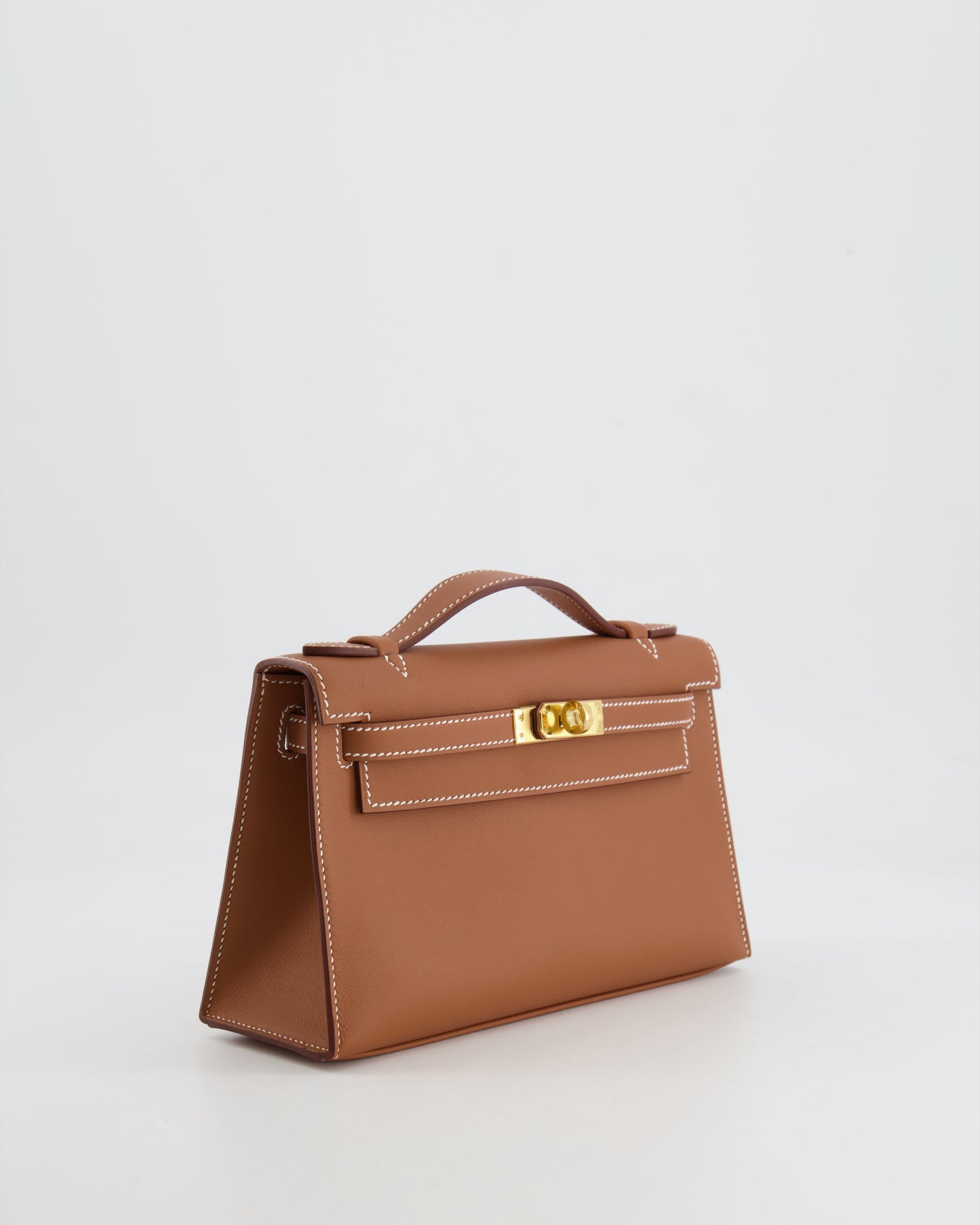*RARE* Hermes Mini Kelly Pochette Bag in Gold Swift Leather with Gold Hardware
