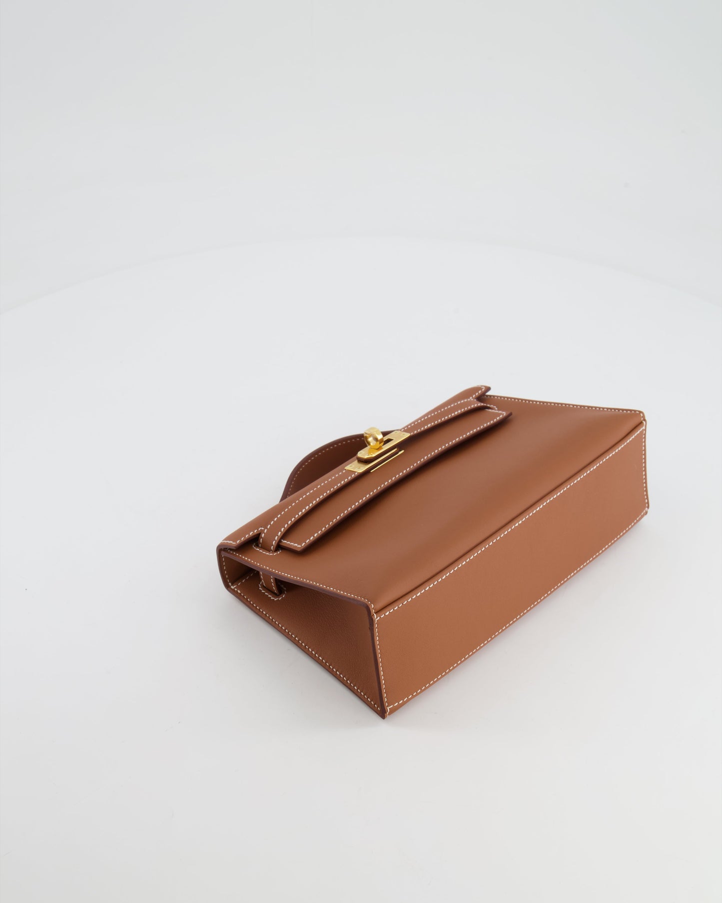 *RARE* Hermes Mini Kelly Pochette Bag in Gold Swift Leather with Gold Hardware