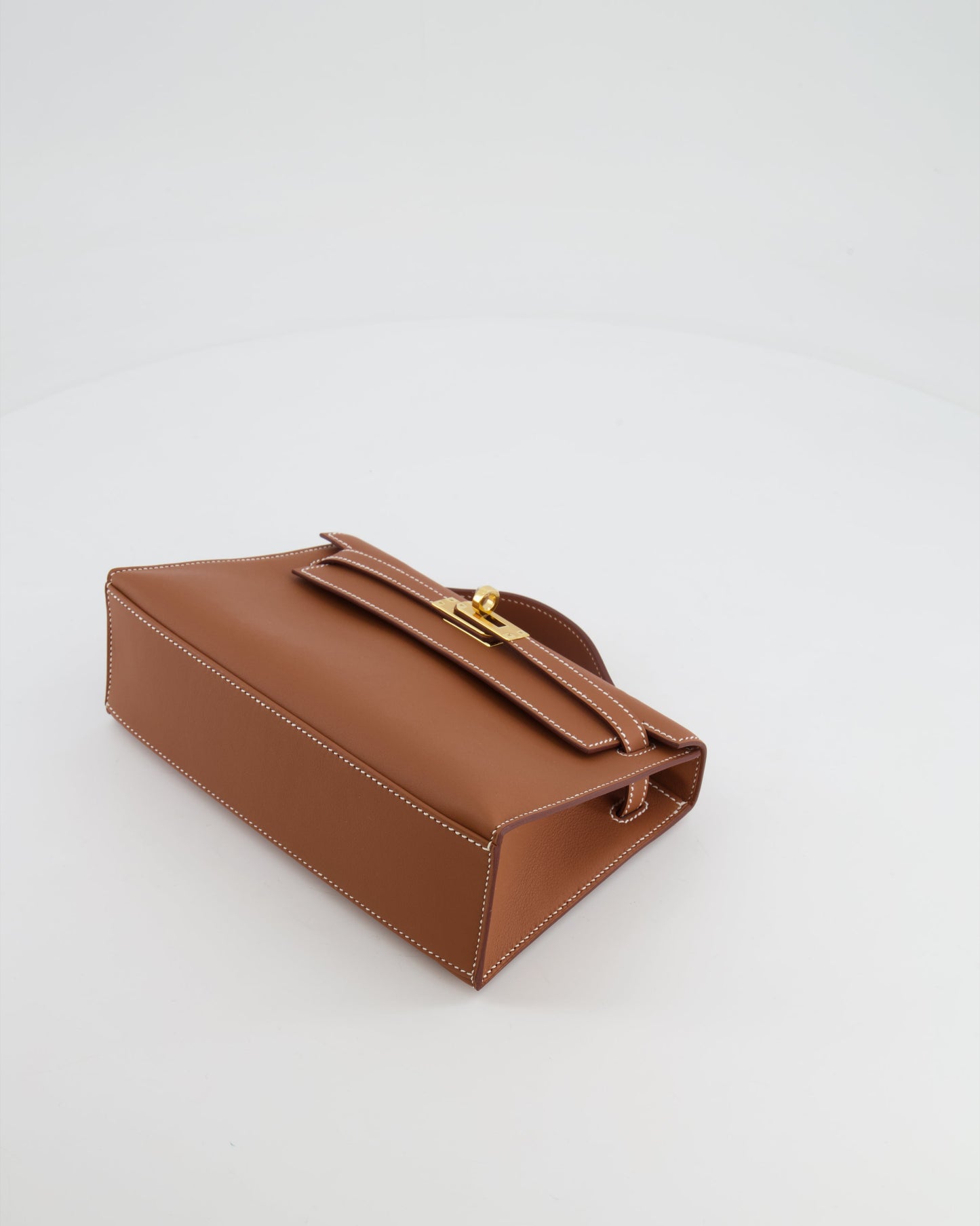 *RARE* Hermes Mini Kelly Pochette Bag in Gold Swift Leather with Gold Hardware