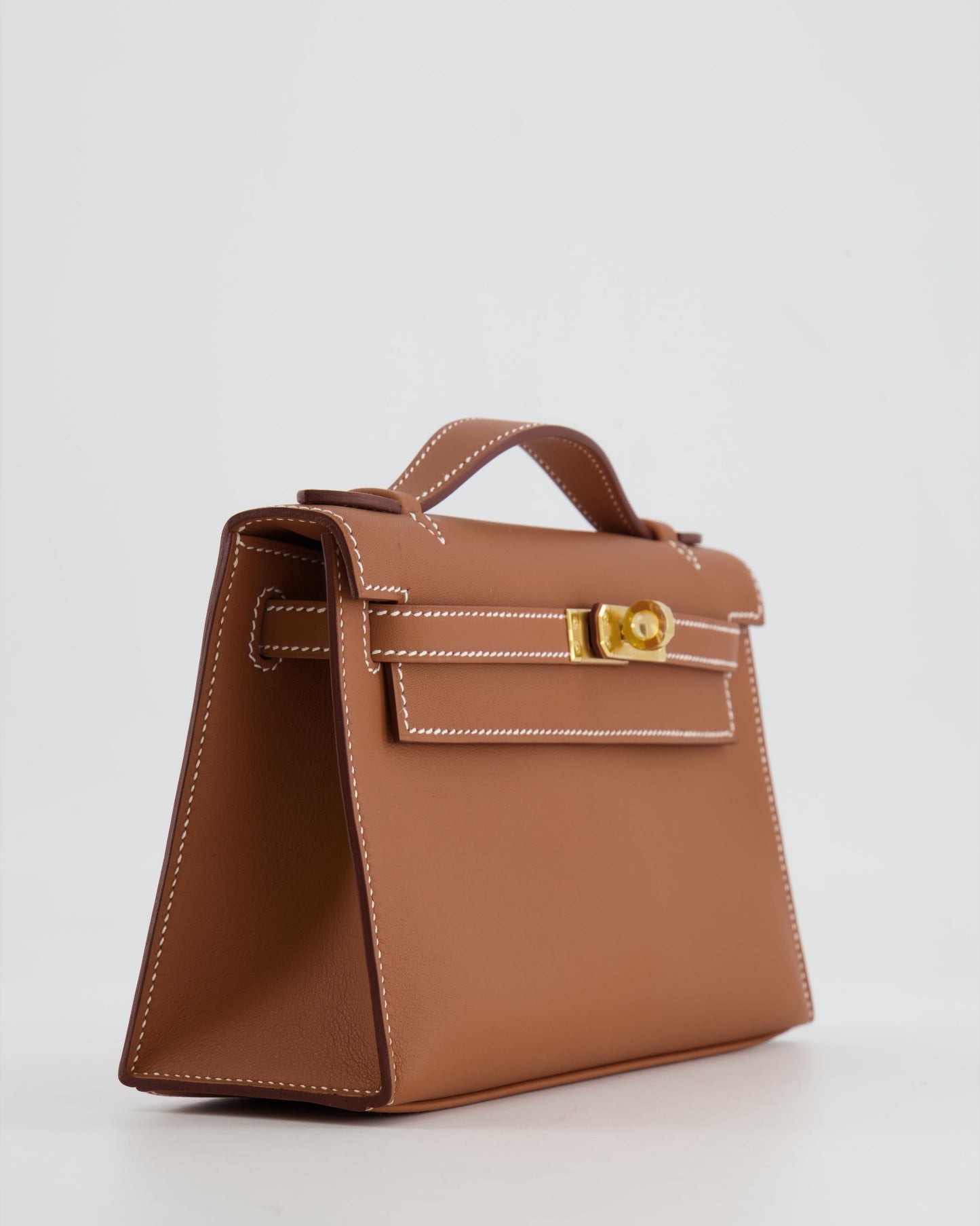 *RARE* Hermes Mini Kelly Pochette Bag in Gold Swift Leather with Gold Hardware