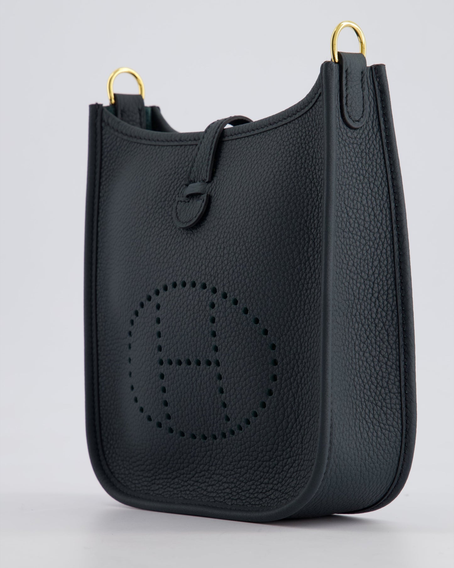 *RARE* Hermes Mini Evelyne 16 Bag in Vert Rousseau Maurice Leather with Gold Hardware & Vert Cypress Sangle Wooly Unicolore Strap