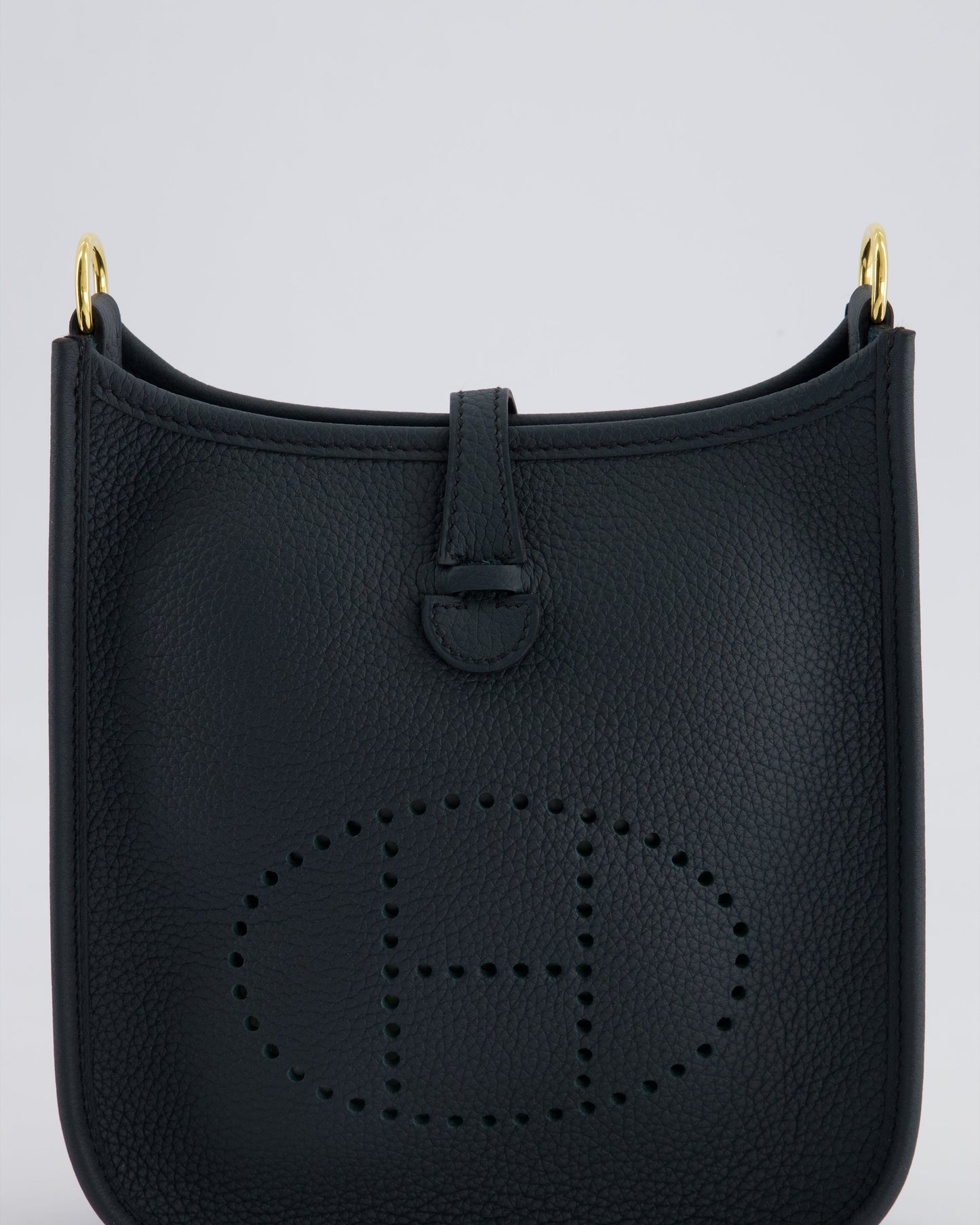 *RARE* Hermes Mini Evelyne 16 Bag in Vert Rousseau Maurice Leather with Gold Hardware & Vert Cypress Sangle Wooly Unicolore Strap