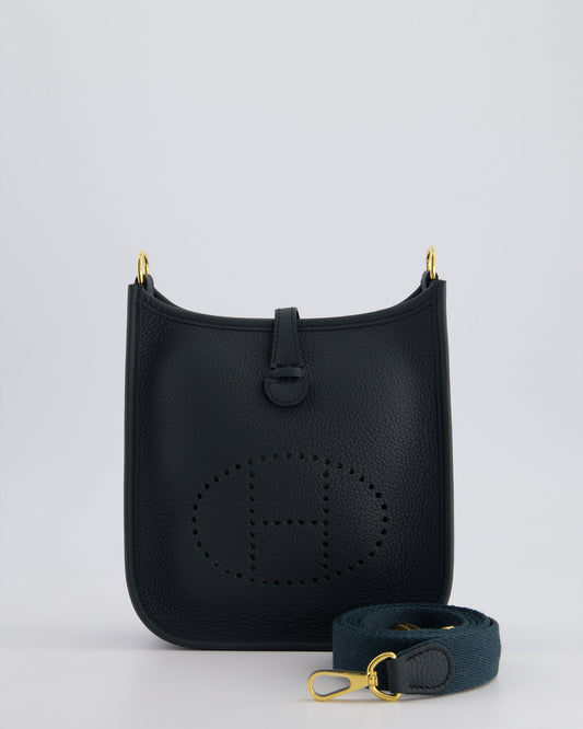 *RARE* Hermes Mini Evelyne 16 Bag in Vert Rousseau Maurice Leather with Gold Hardware & Vert Cypress Sangle Wooly Unicolore Strap