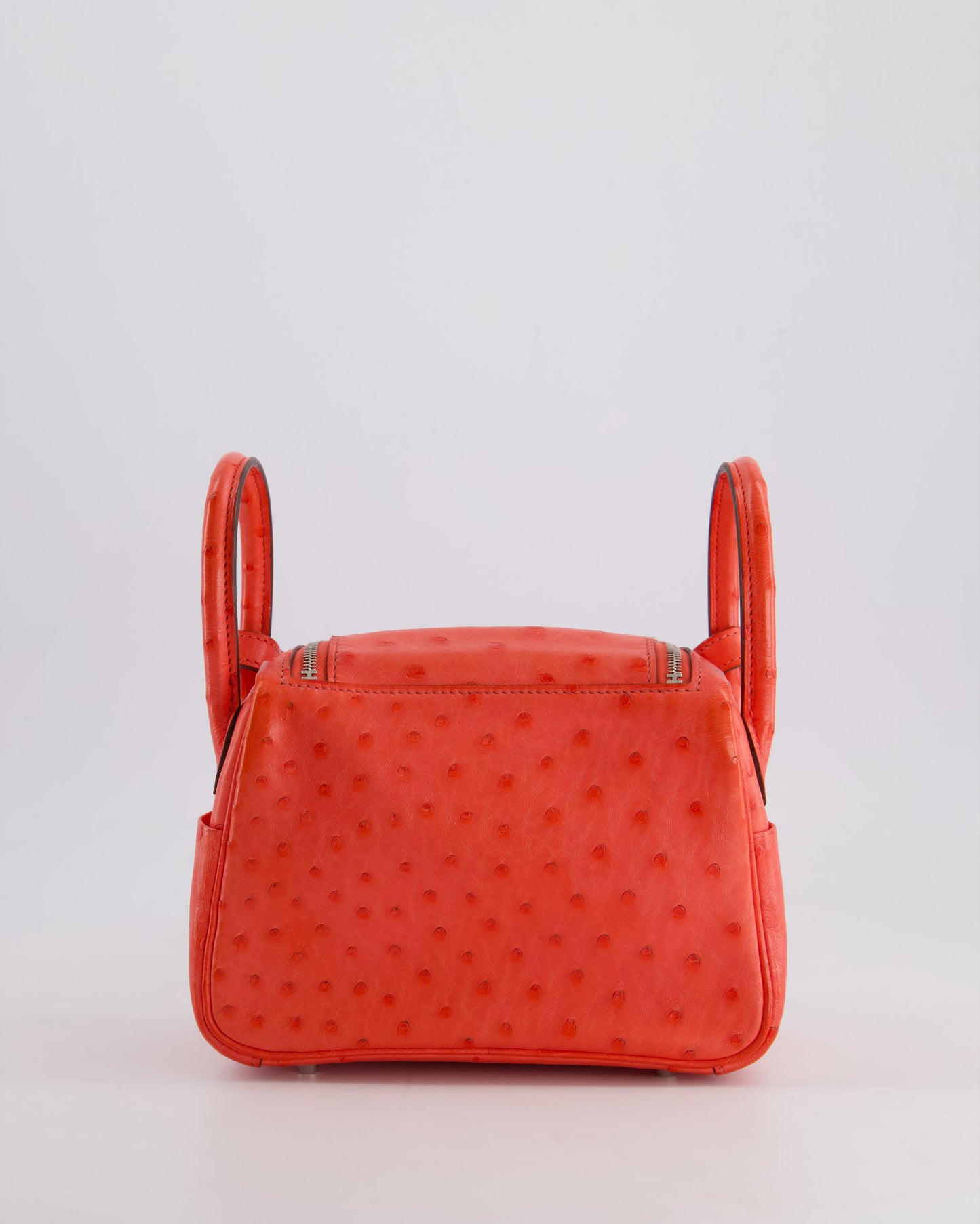 Hermes Mini Lindy Bag in Bougainvillea Ostrich Leather with Palladium Hardware