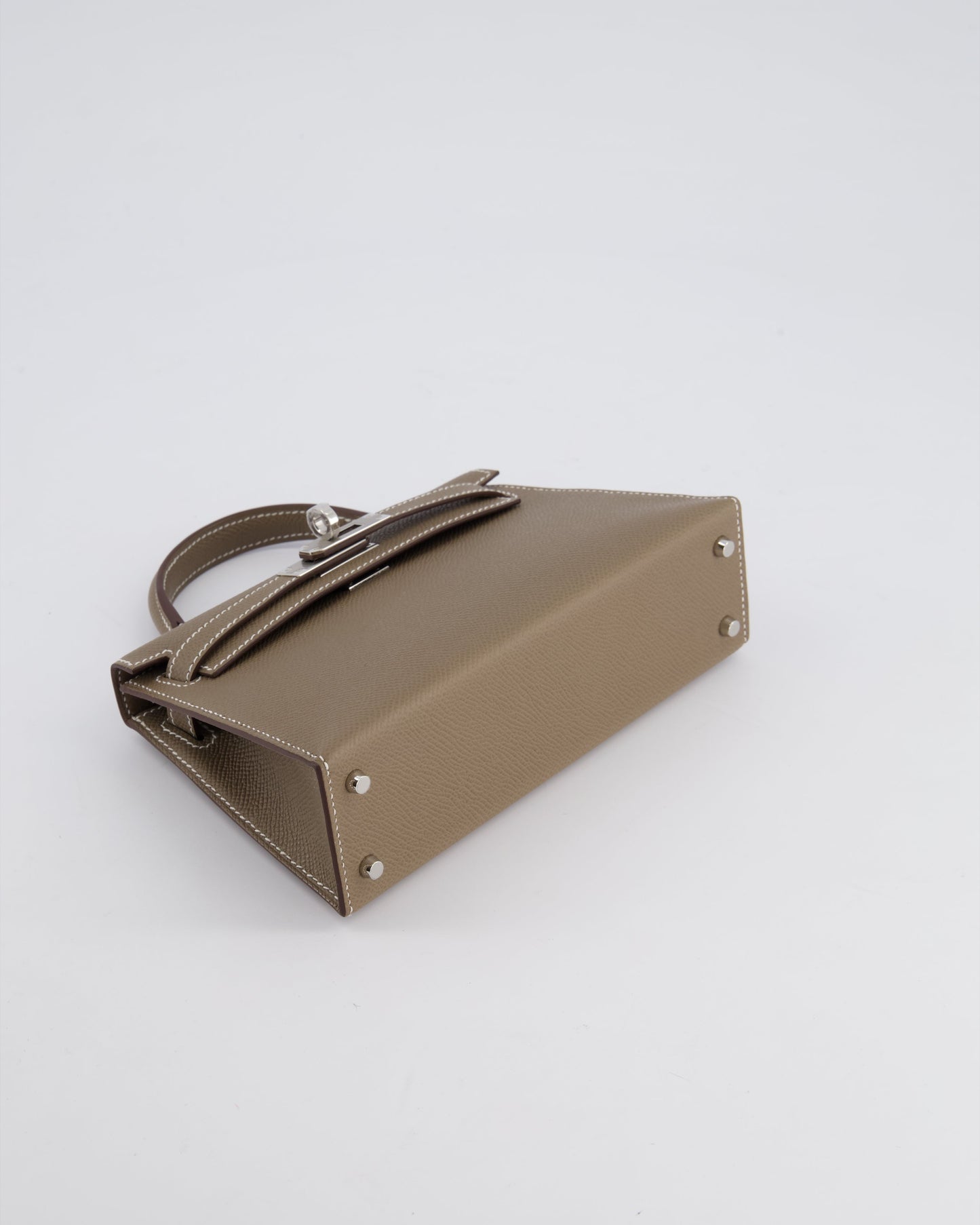 *HOT* Hermes Mini Kelly II 20 Bag in Etoupe Epsom Leather with Palladium Hardware