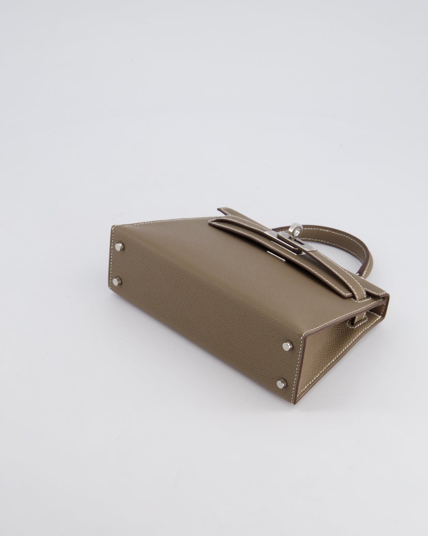 *HOT* Hermes Mini Kelly II 20 Bag in Etoupe Epsom Leather with Palladium Hardware